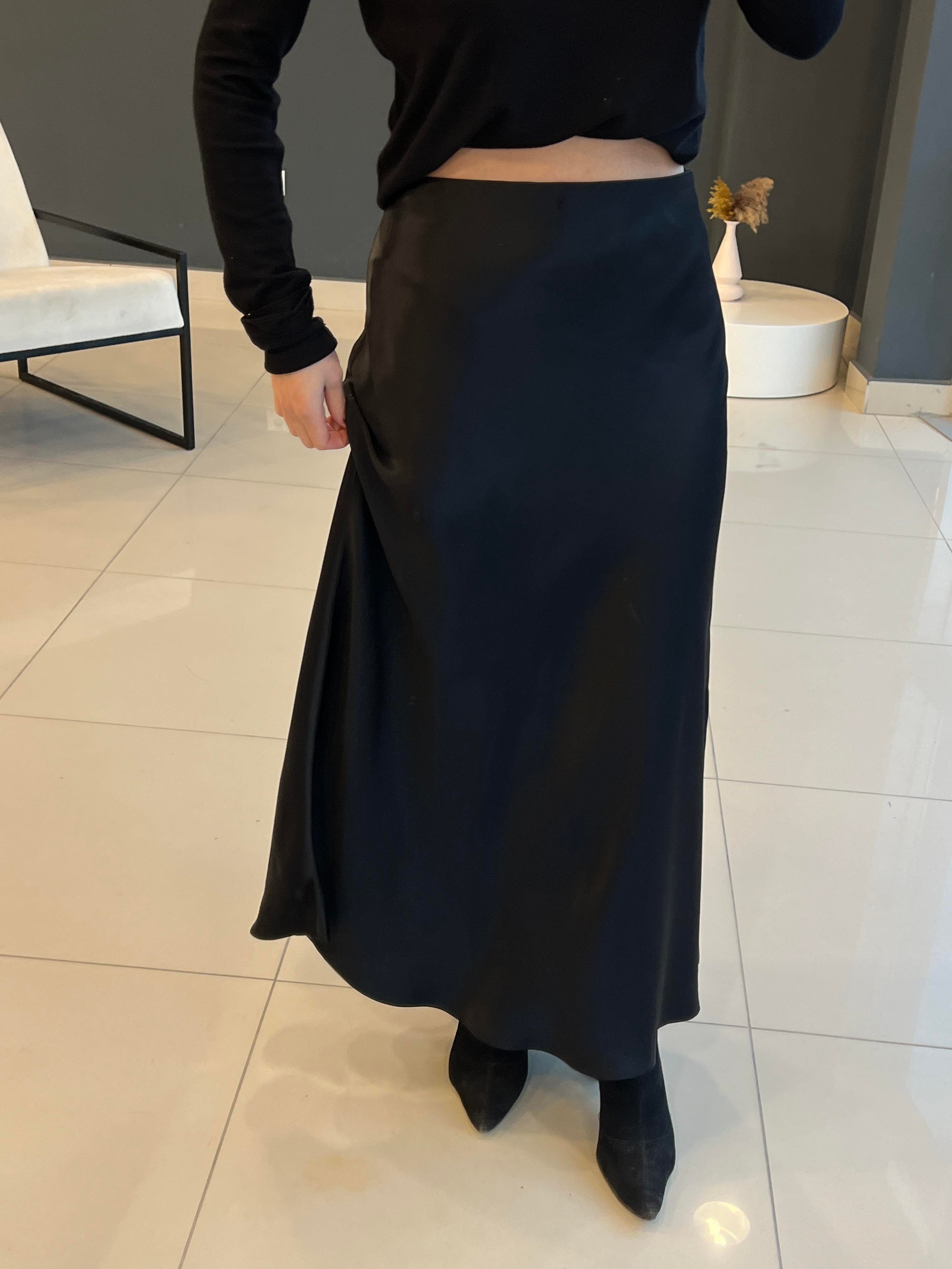 ETİKETLİ ZR SATEN ETEK SİYAH