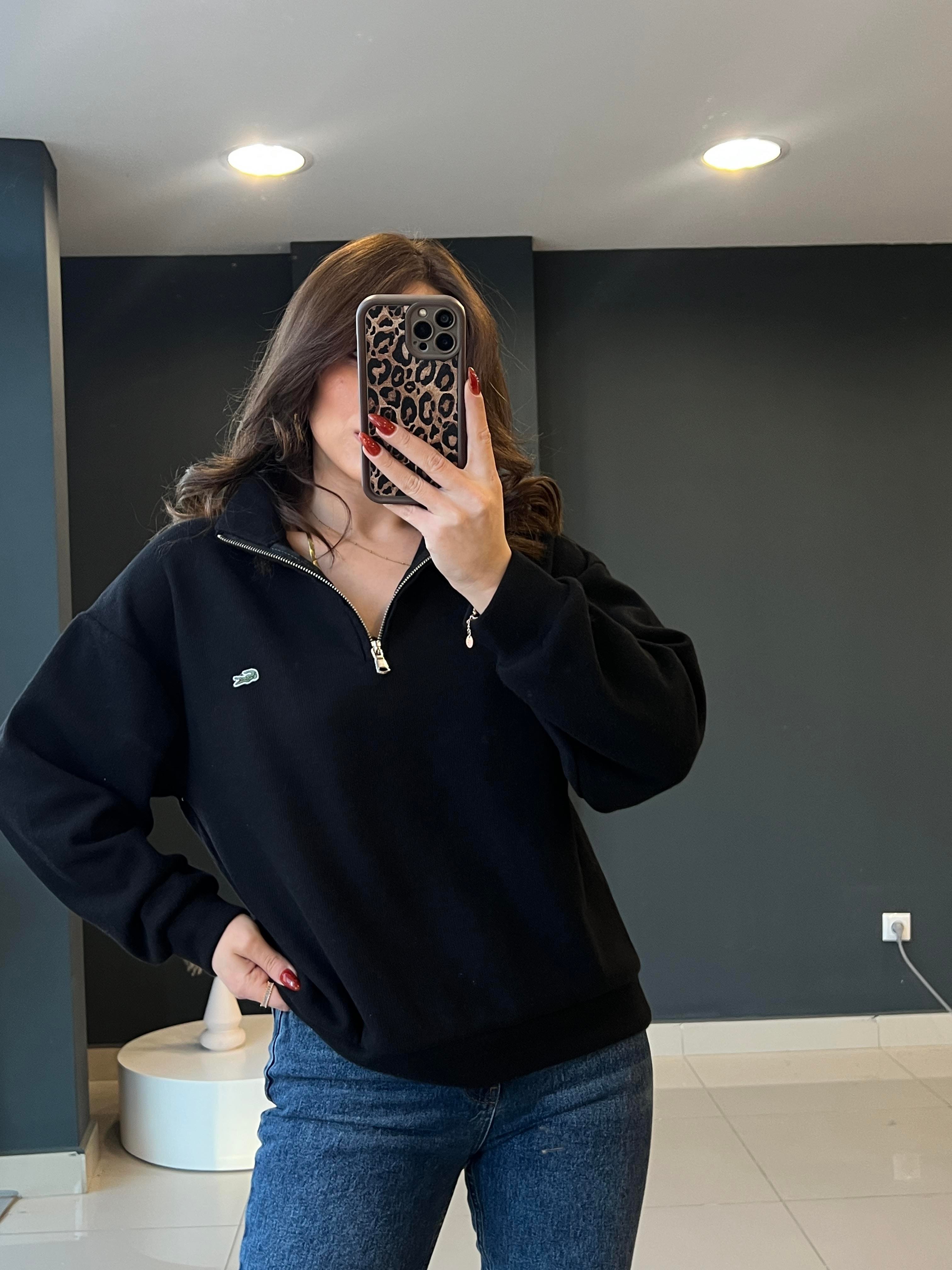 FERMUAR DETAYLI MARKA MODEL SWEAT SİYAH