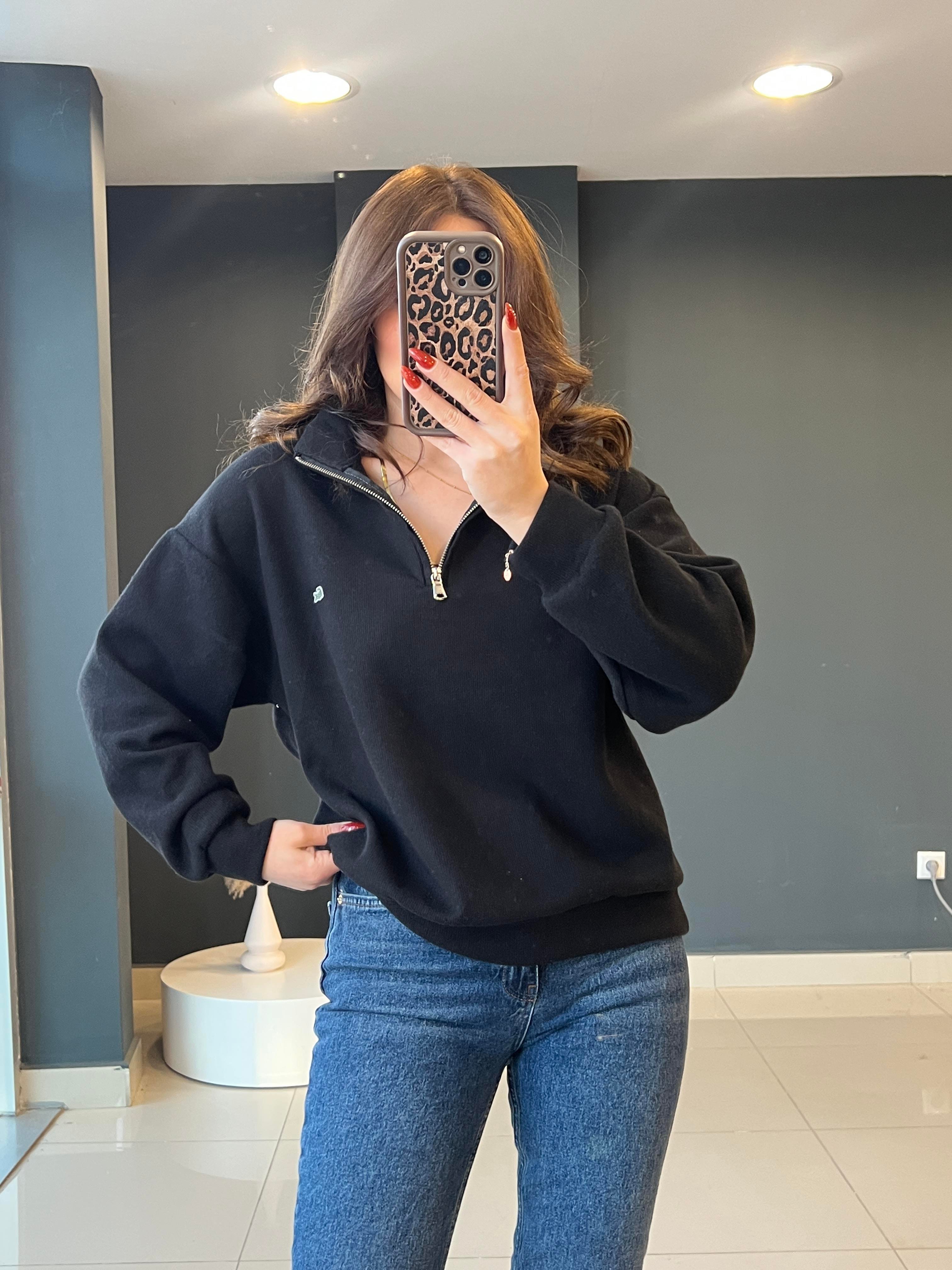 FERMUAR DETAYLI MARKA MODEL SWEAT SİYAH