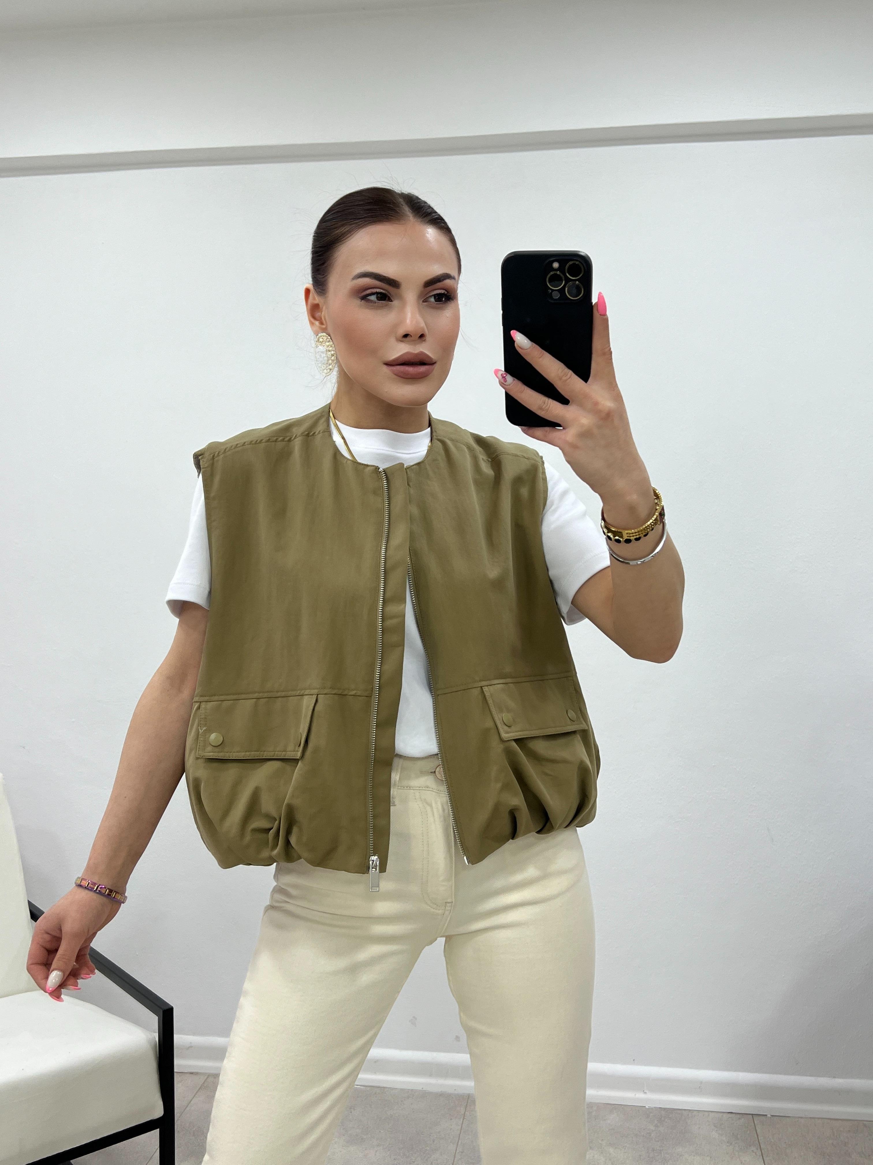 FERMUARLI ÇIT ÇIT CEPLİ TASARIM YELEK
