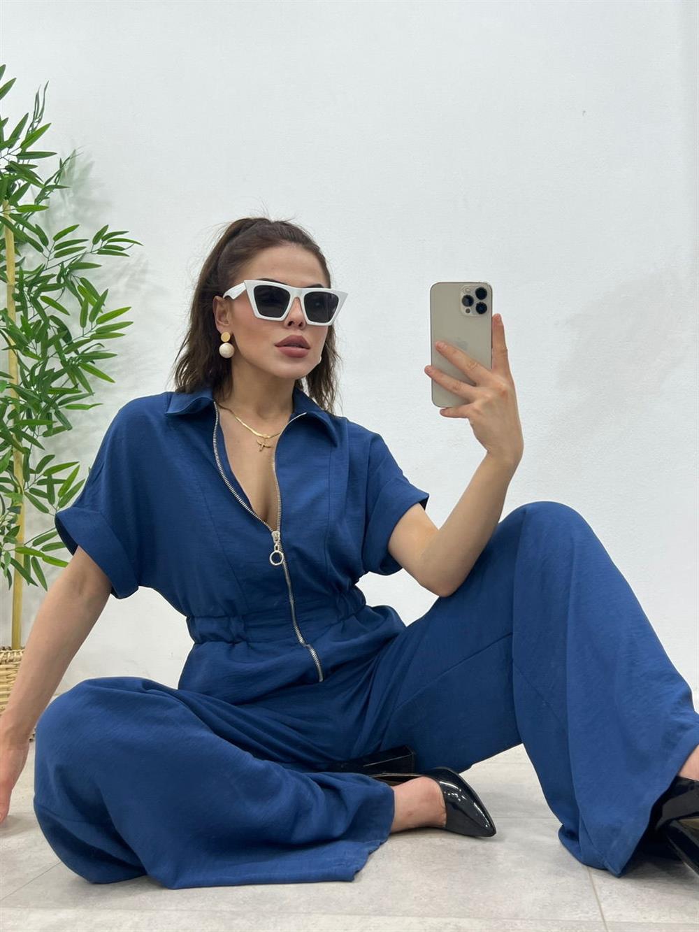 FERMUARLI İNDİGO MAVİ TULUM