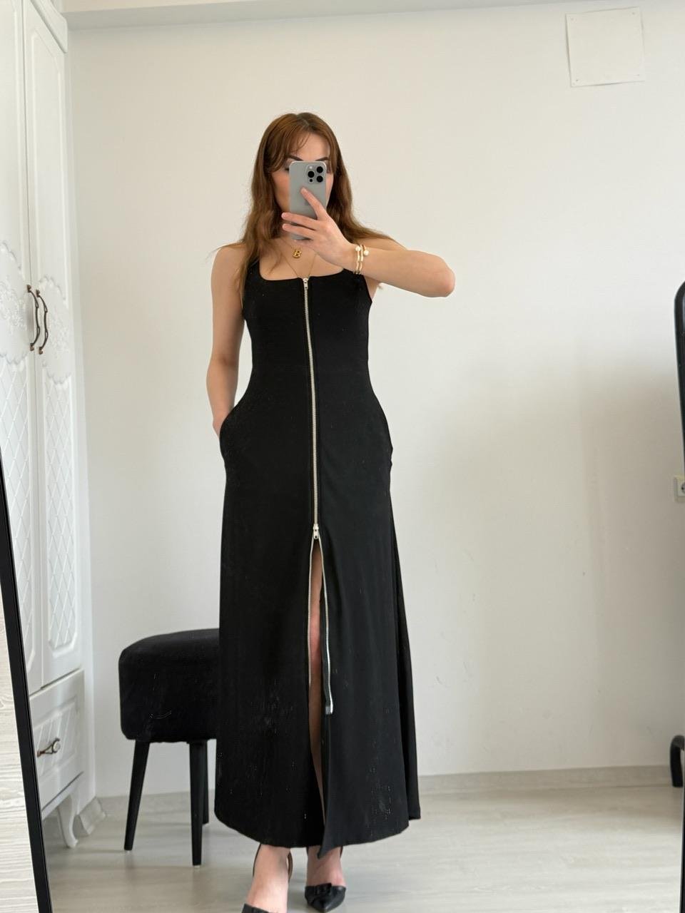 FERMUARLI KARE YAKA ELBİSE