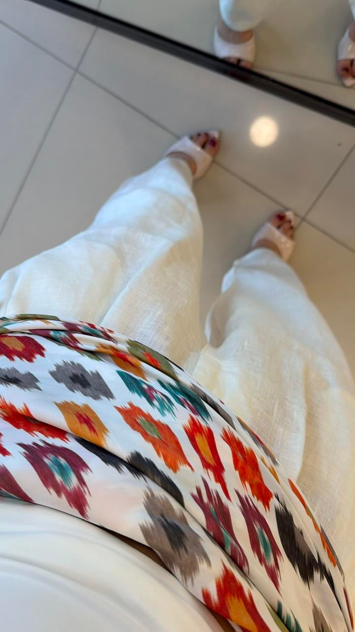 FULARLI KETEN PANTOLON