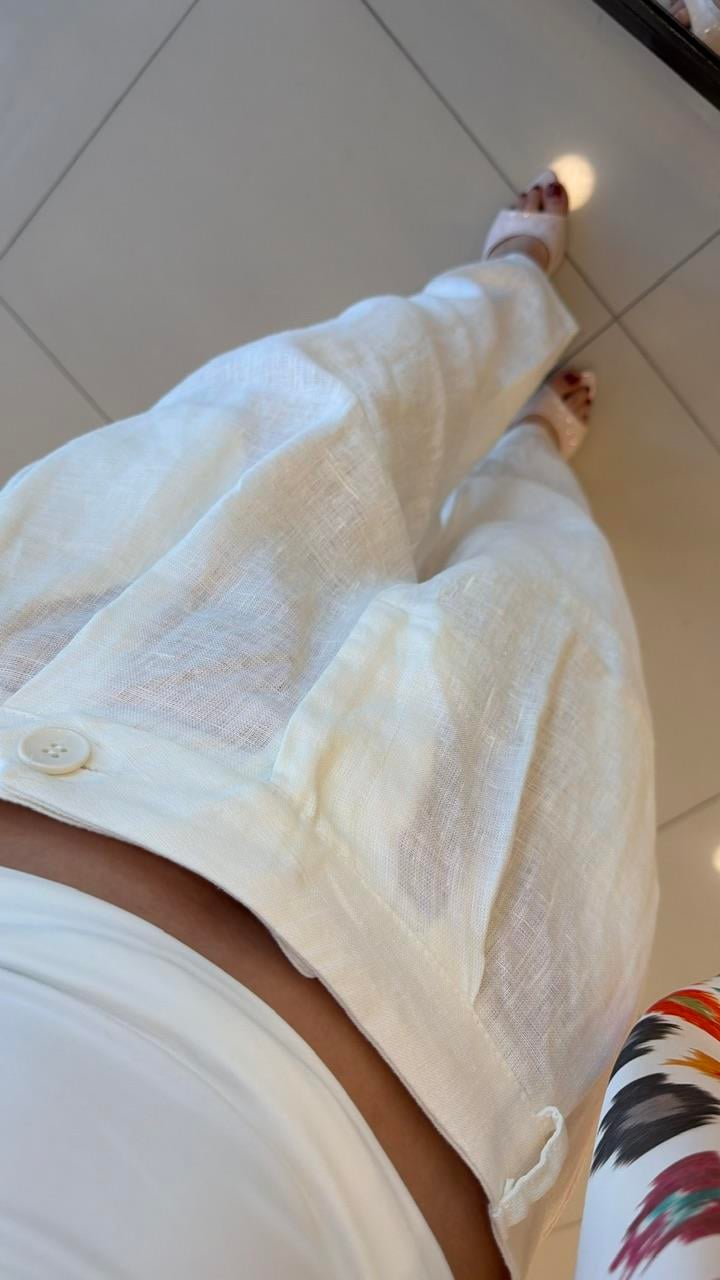 FULARLI KETEN PANTOLON