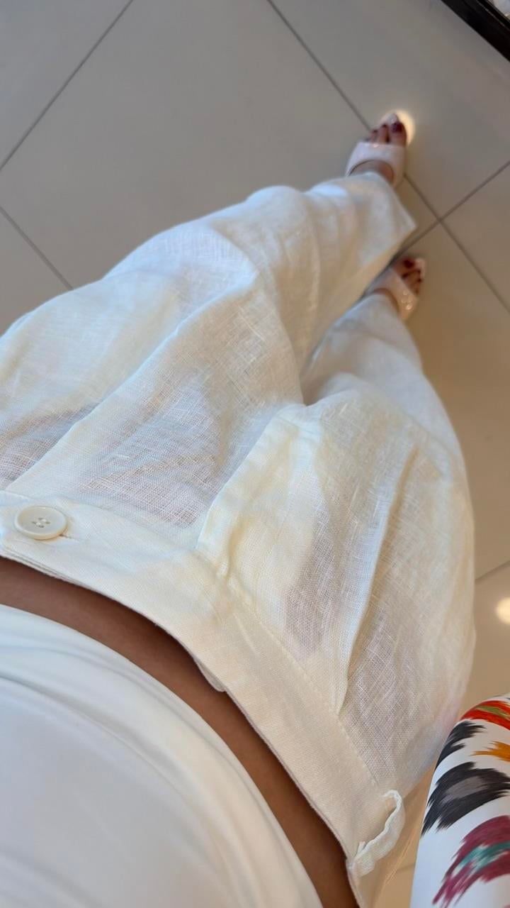 FULARLI KETEN PANTOLON