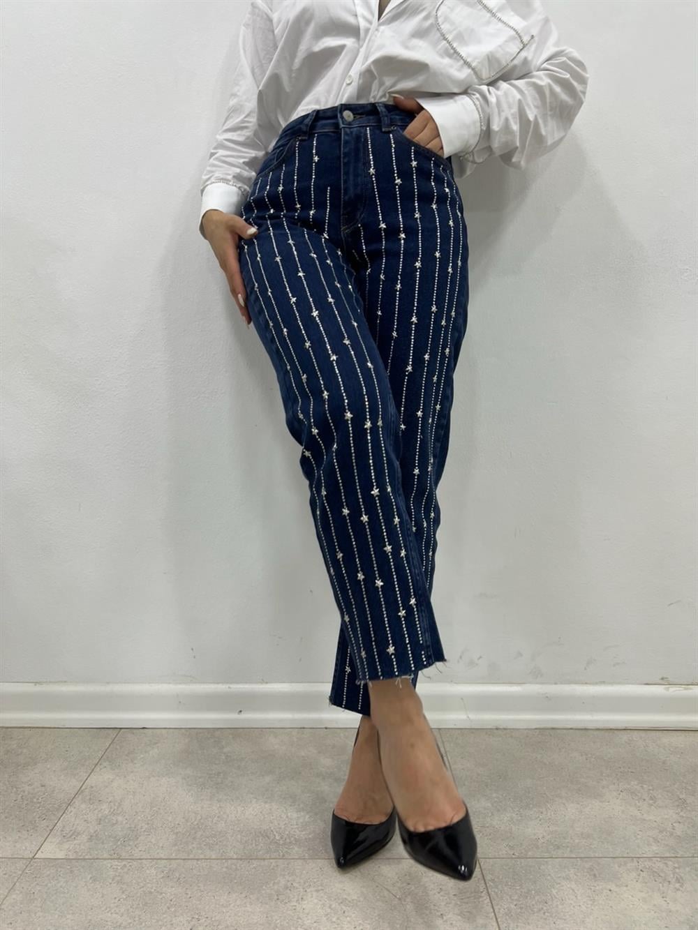 FULL IŞILTILI  JEAN LACİVERT