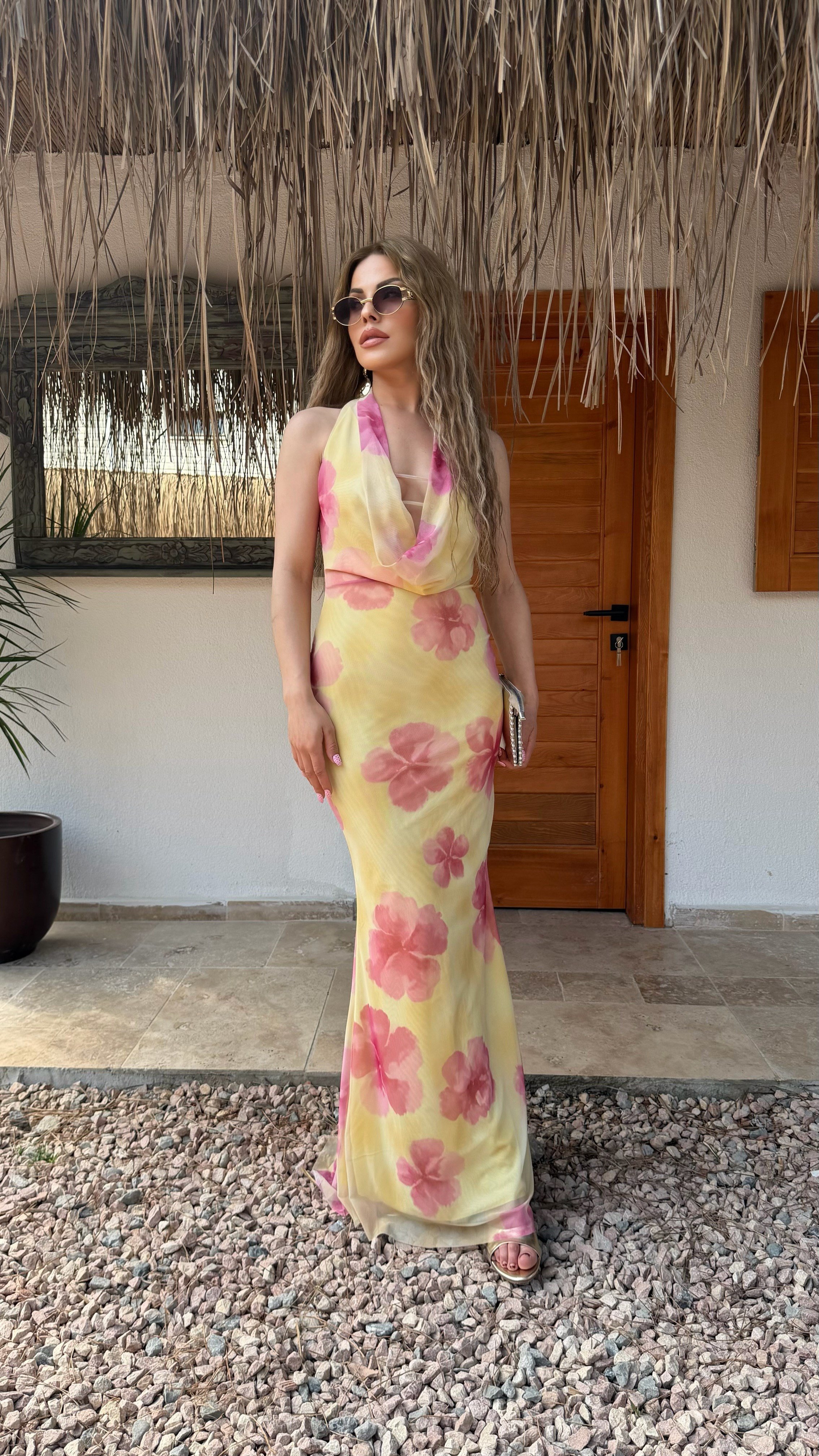 GÖĞÜS DEKOLTELİ TÜL BALIK MODEL ELBİSE 