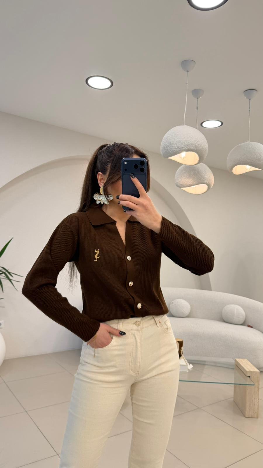 GOLD DÜĞMELİ HIRKA KAHVE