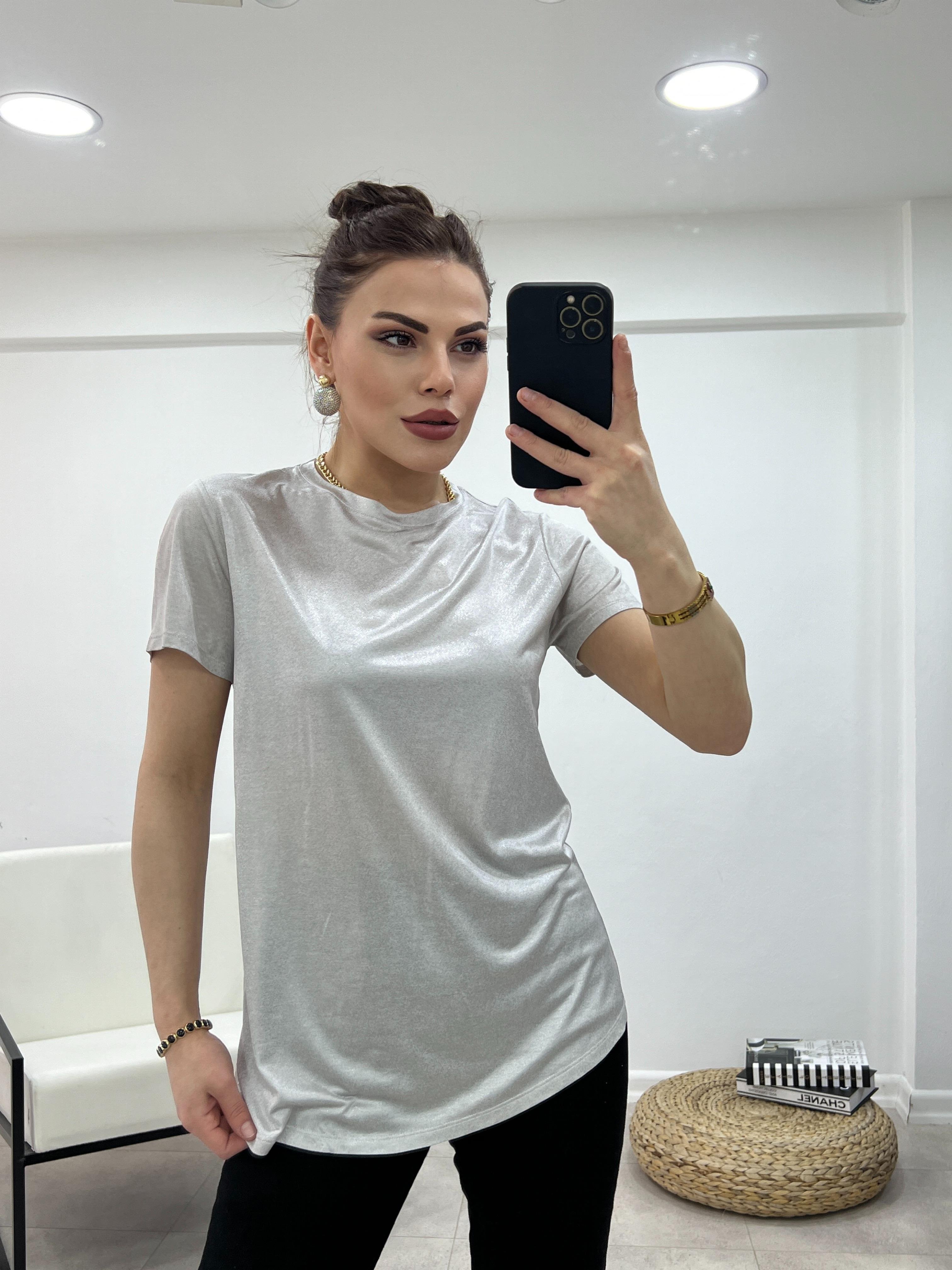 GÜMÜŞ İTHAL PARLAK TSHİRT