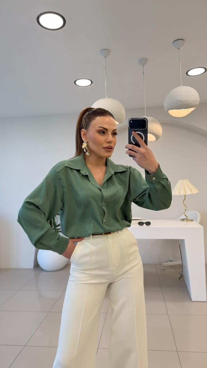 İİNCE MANŞET TEK DÜĞME SATEN GÖMLEK BEBE YEŞİL