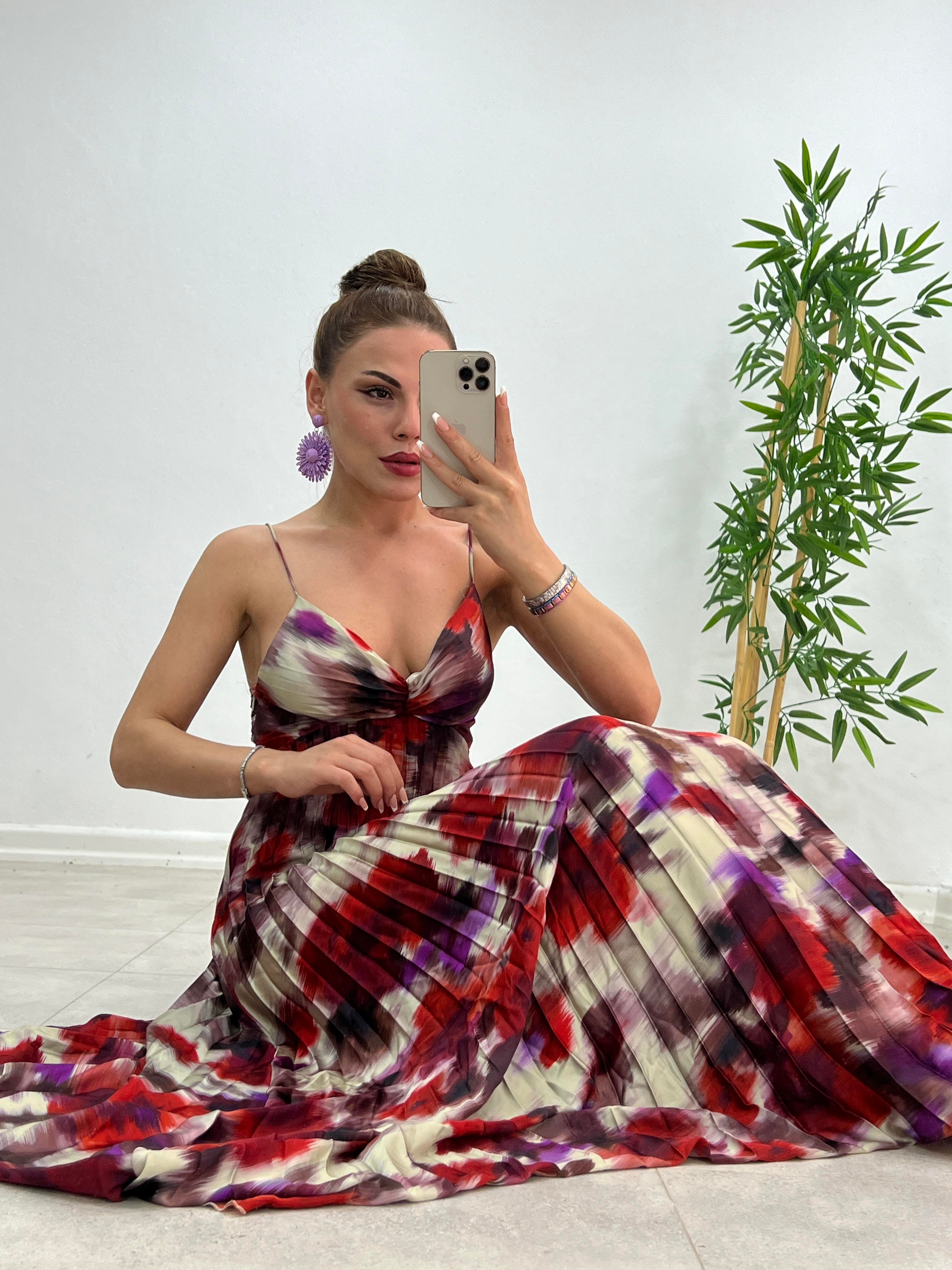 İNCE ASKILI ORJİNAL M. RENKLİ SATEN ELBİSE,