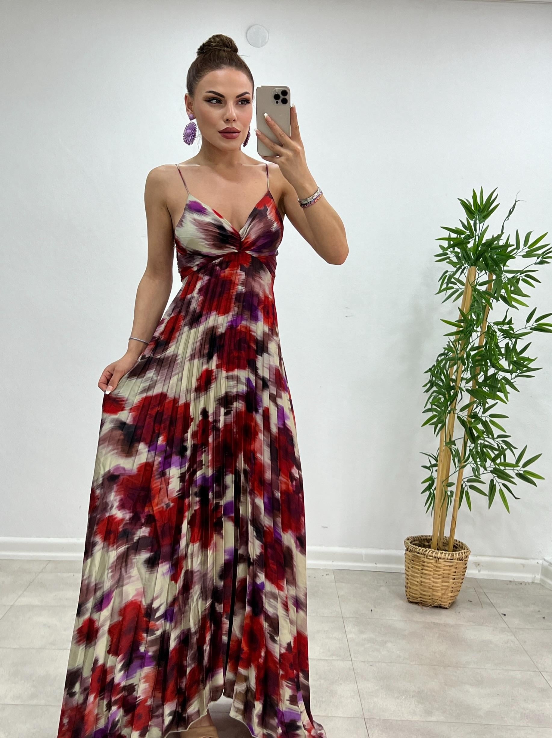 İNCE ASKILI ORJİNAL M. RENKLİ SATEN ELBİSE,