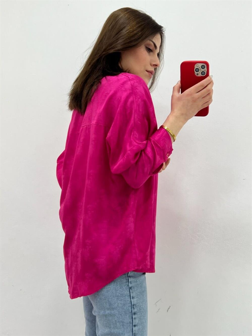 İPEK SATEN GÖMLEK PEMBE