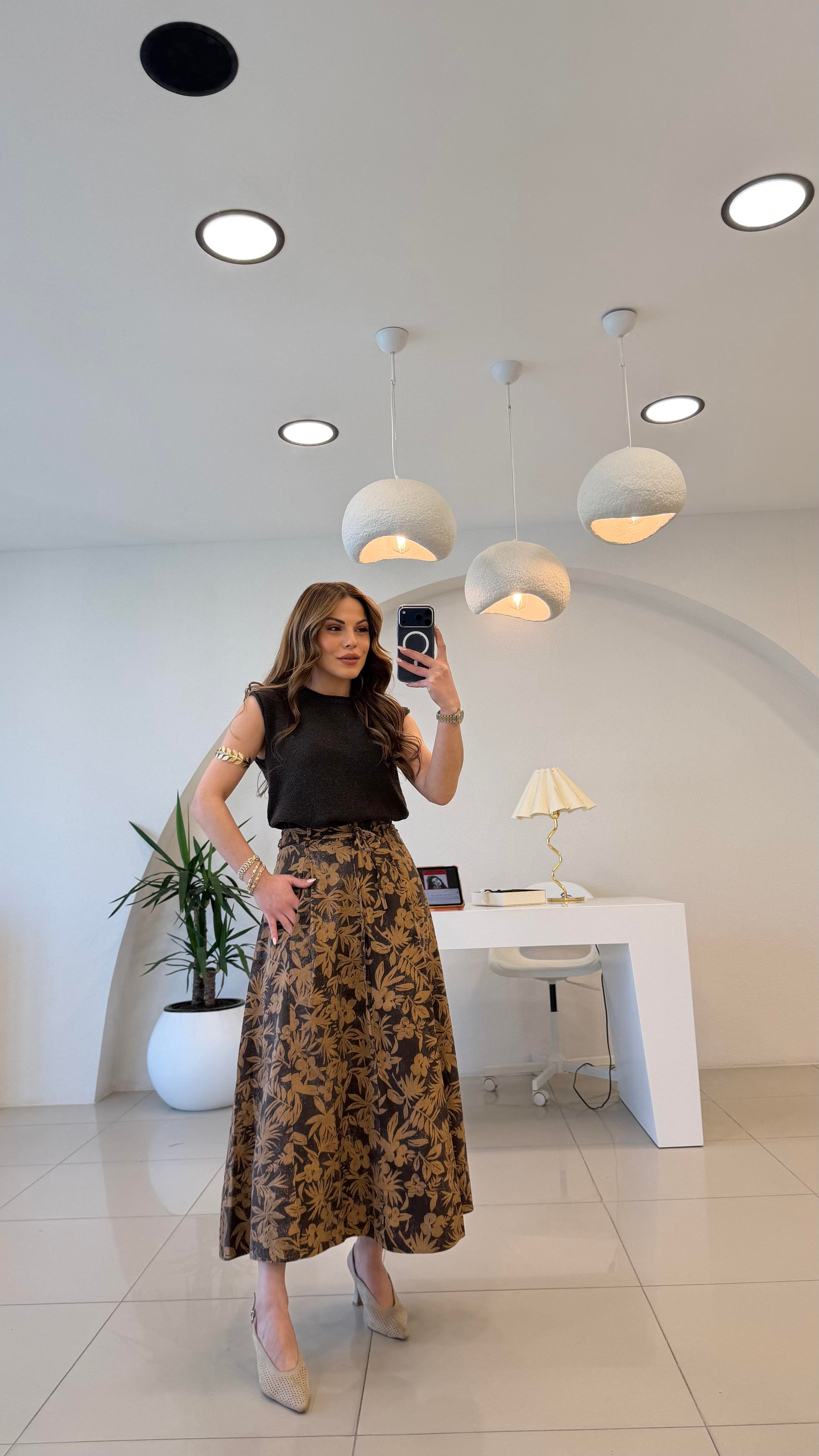 KAHVE DESENLİ ÇAN KESİM ETEK