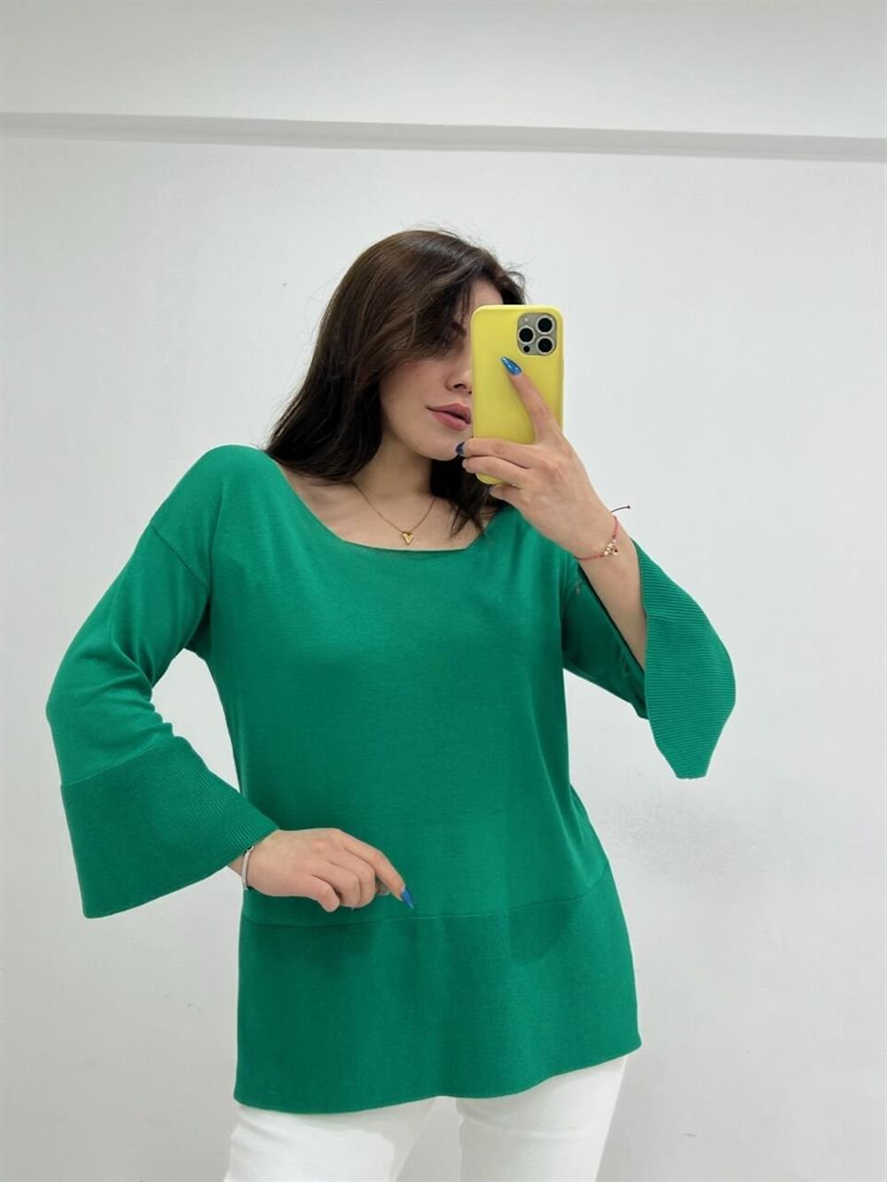 KAYIK YAKA  YEŞİL TRİKO