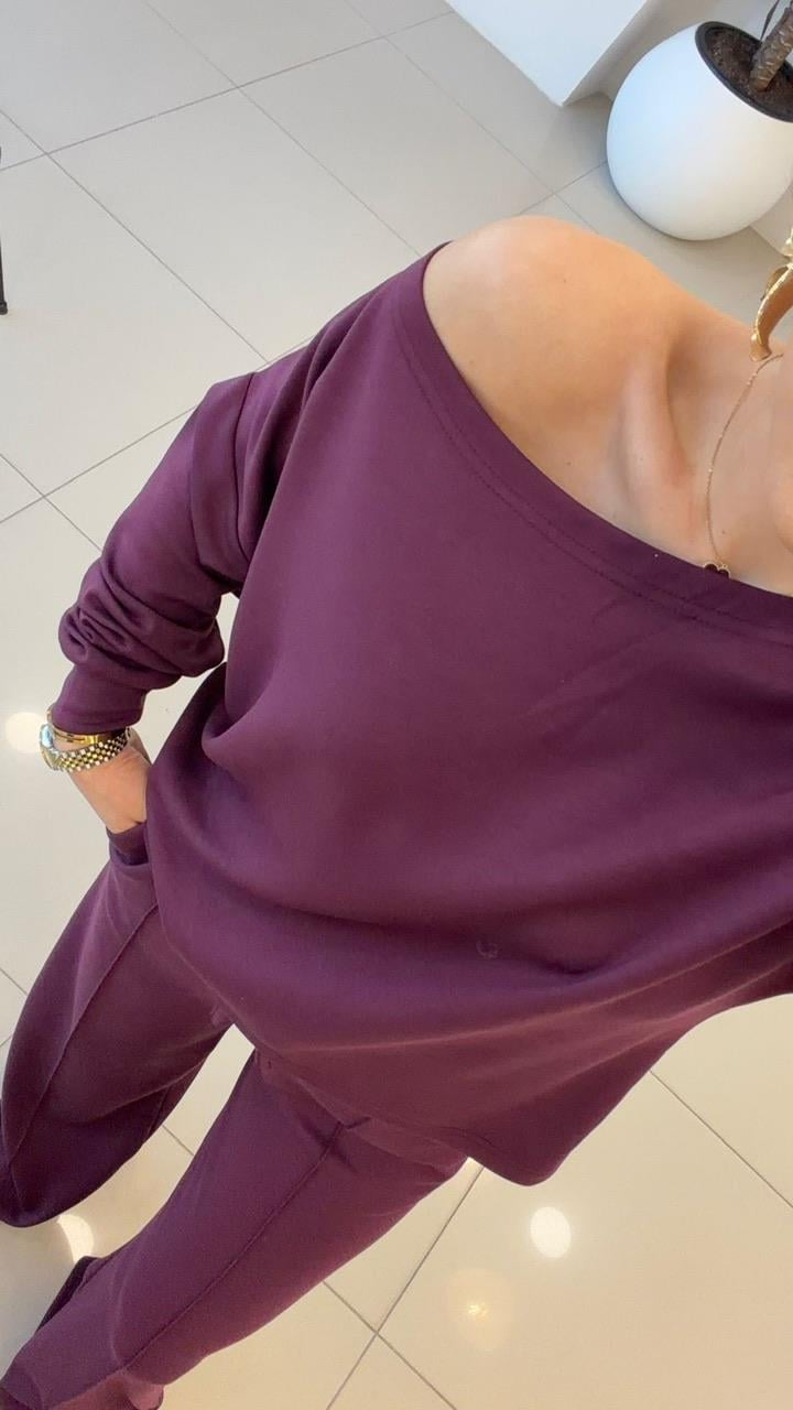 KAYIK YAKA EŞOFMAN TAKIMI BORDO