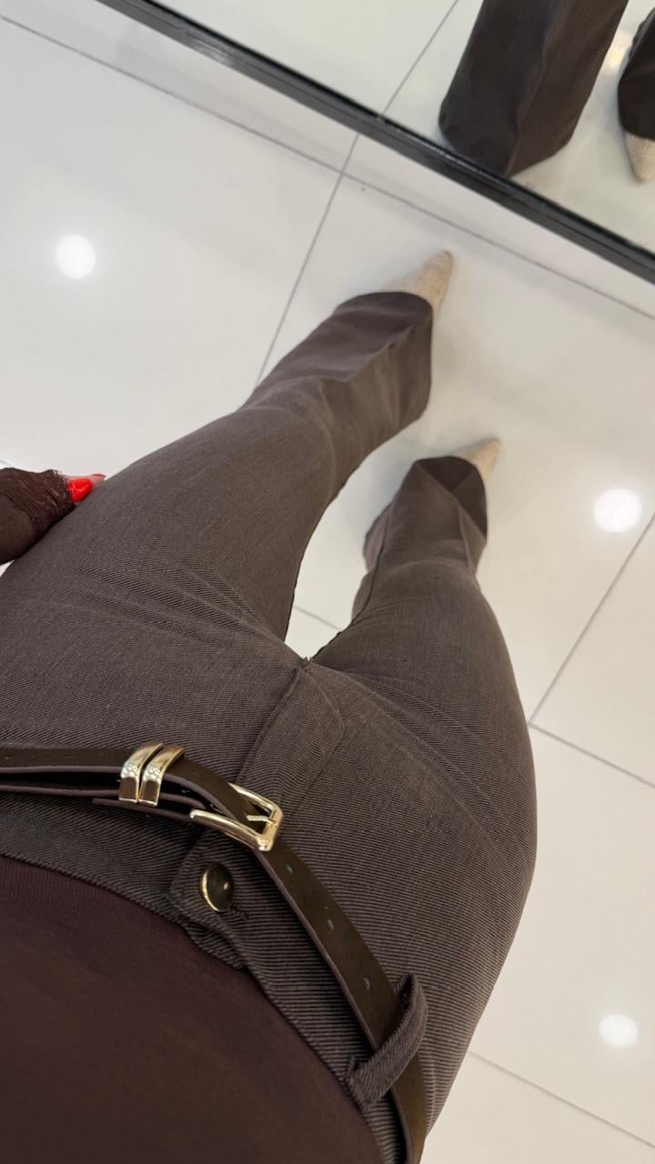 KEMERLİ İSPANYOL PAÇA PANTOLON KAHVE