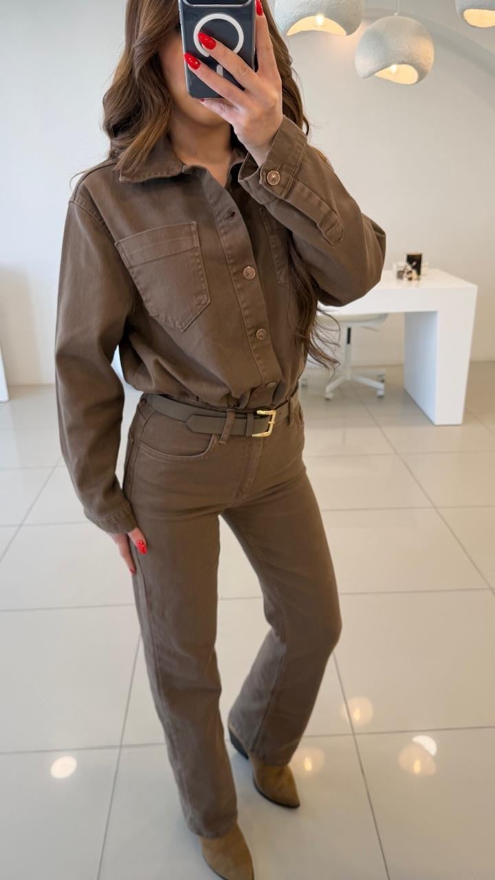 KEMERLİ LİKRALI DENIM TULUM TOPRAK