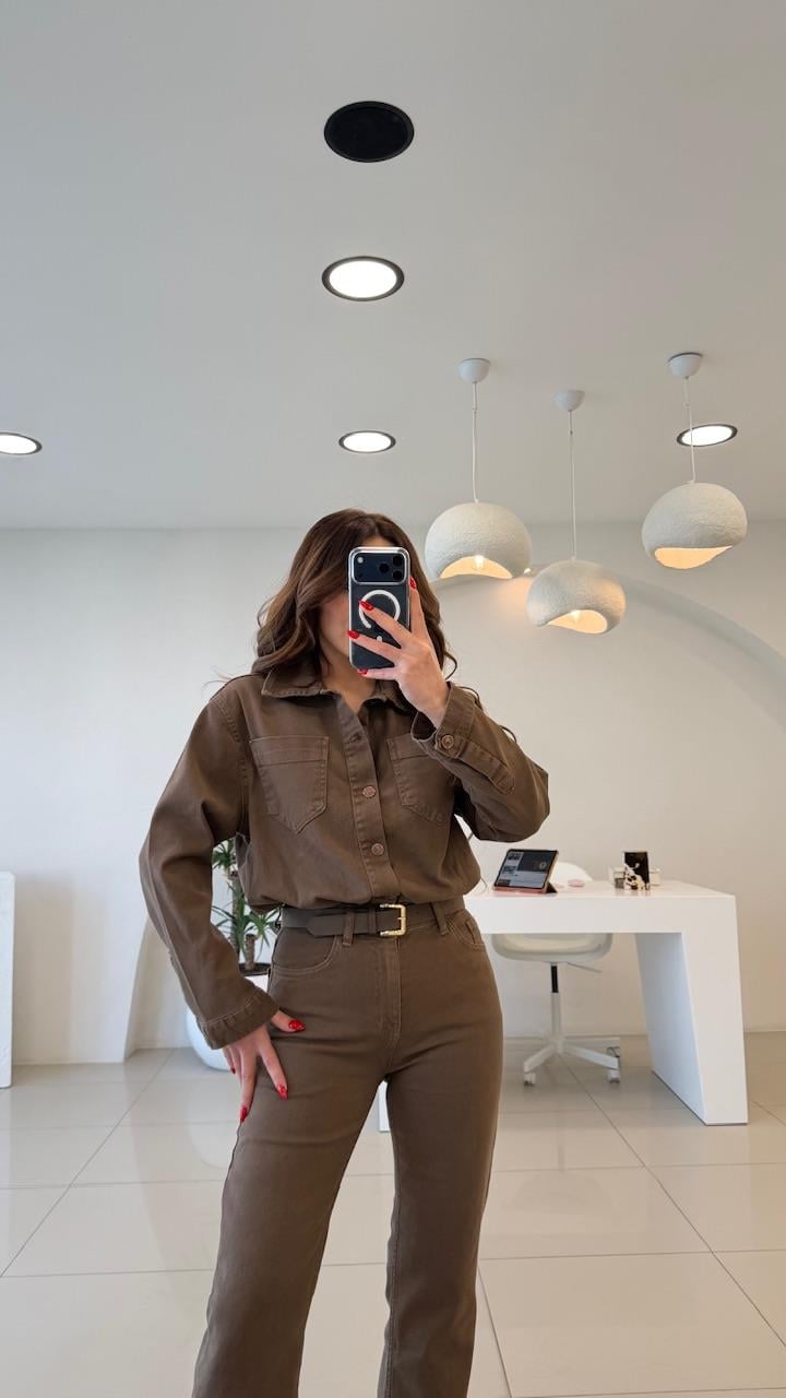 KEMERLİ LİKRALI DENIM TULUM TOPRAK