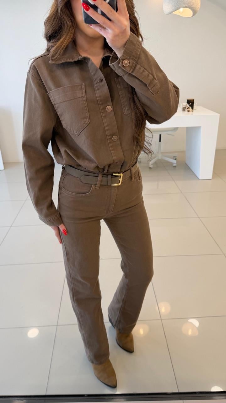 KEMERLİ LİKRALI DENIM TULUM TOPRAK