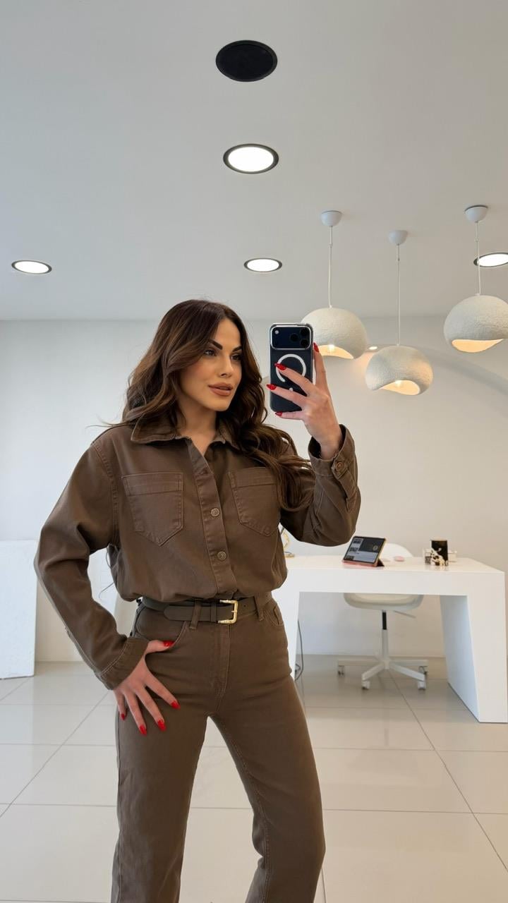 KEMERLİ LİKRALI DENIM TULUM TOPRAK
