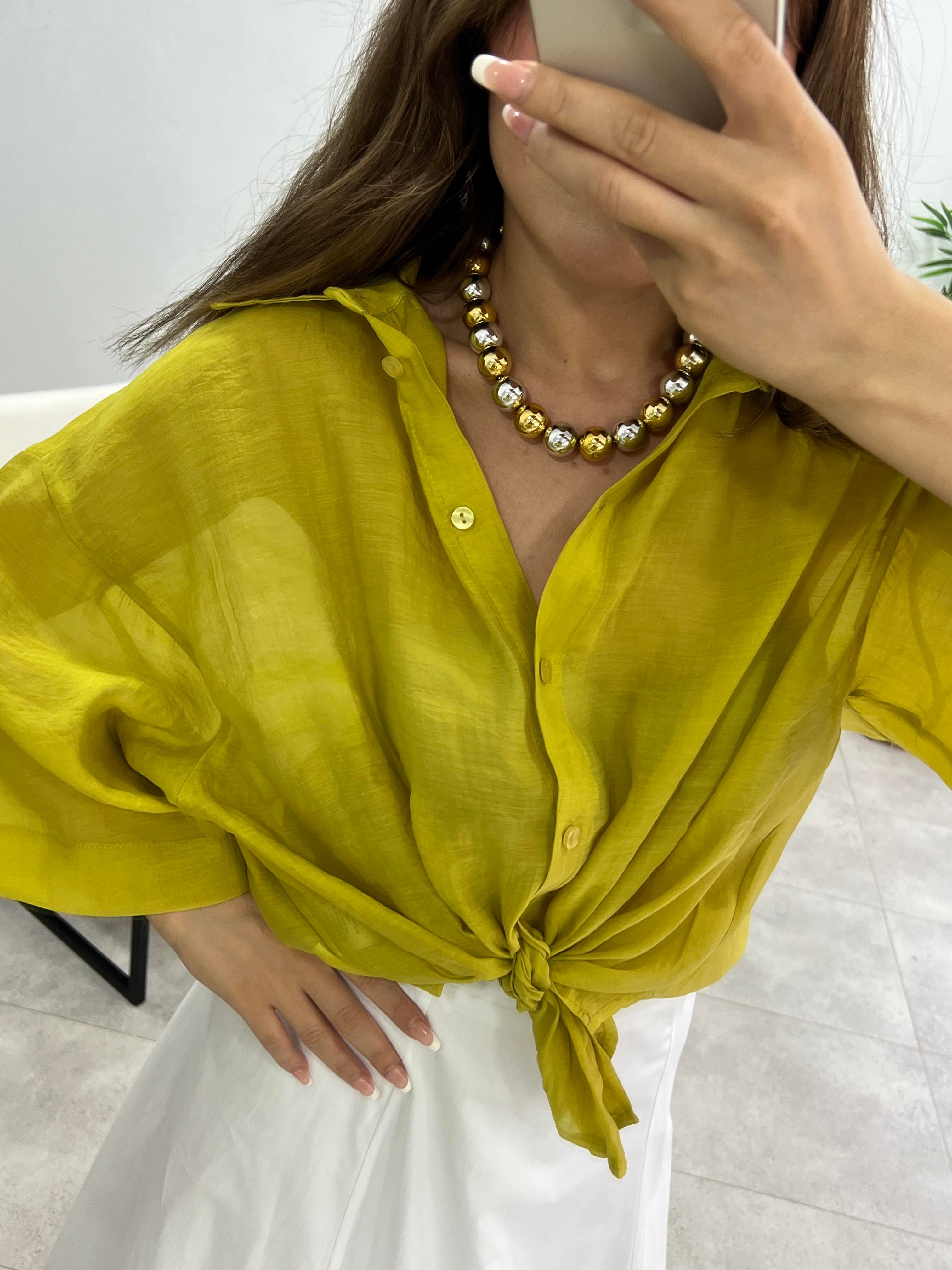 KETEN DİRSEK KOL GÖMLEK OLİV