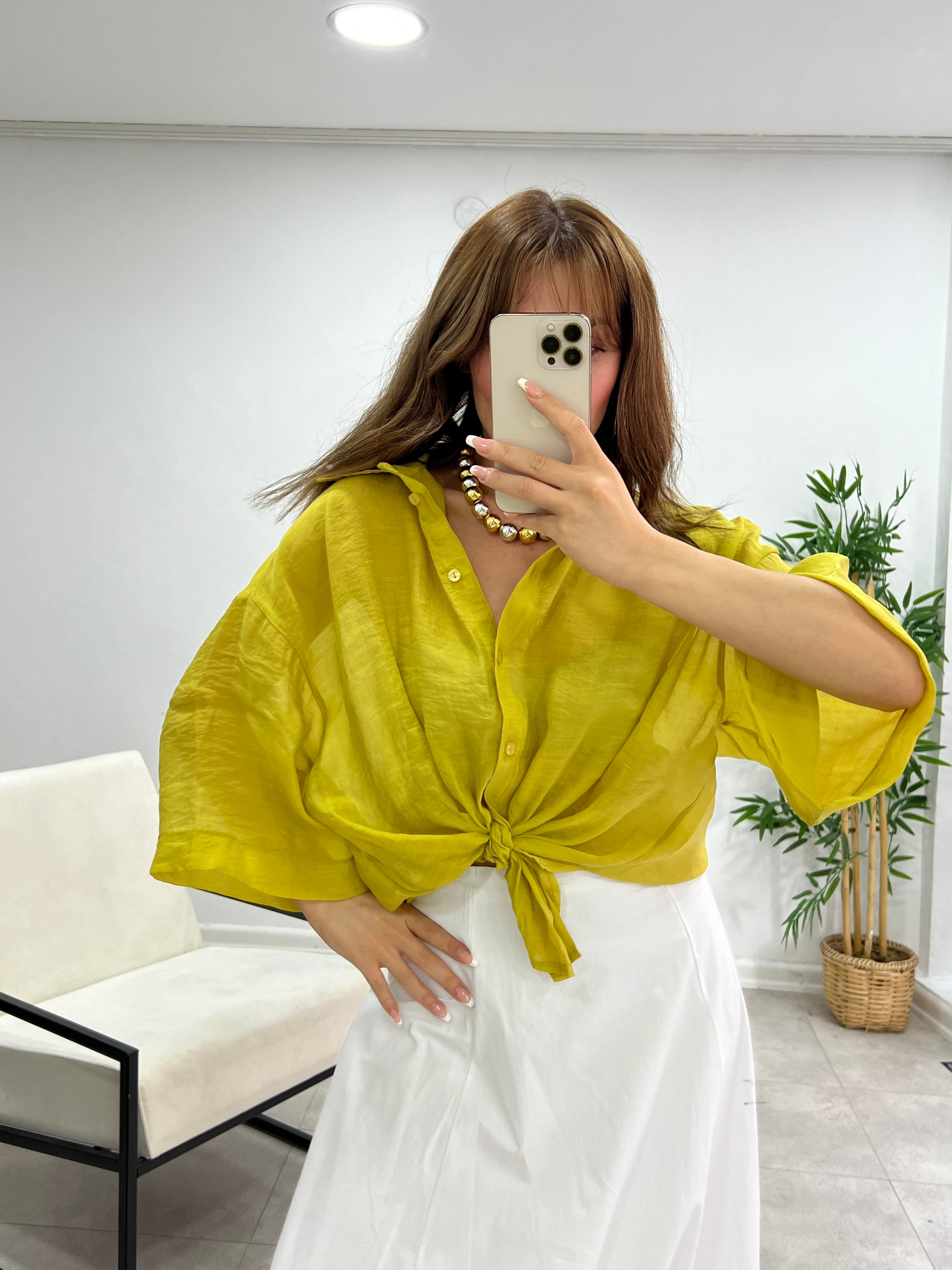 KETEN DİRSEK KOL GÖMLEK OLİV