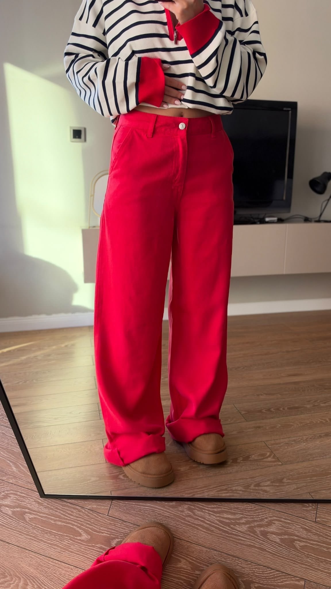 Kırmızı %100 Tensel Jean Pantolon