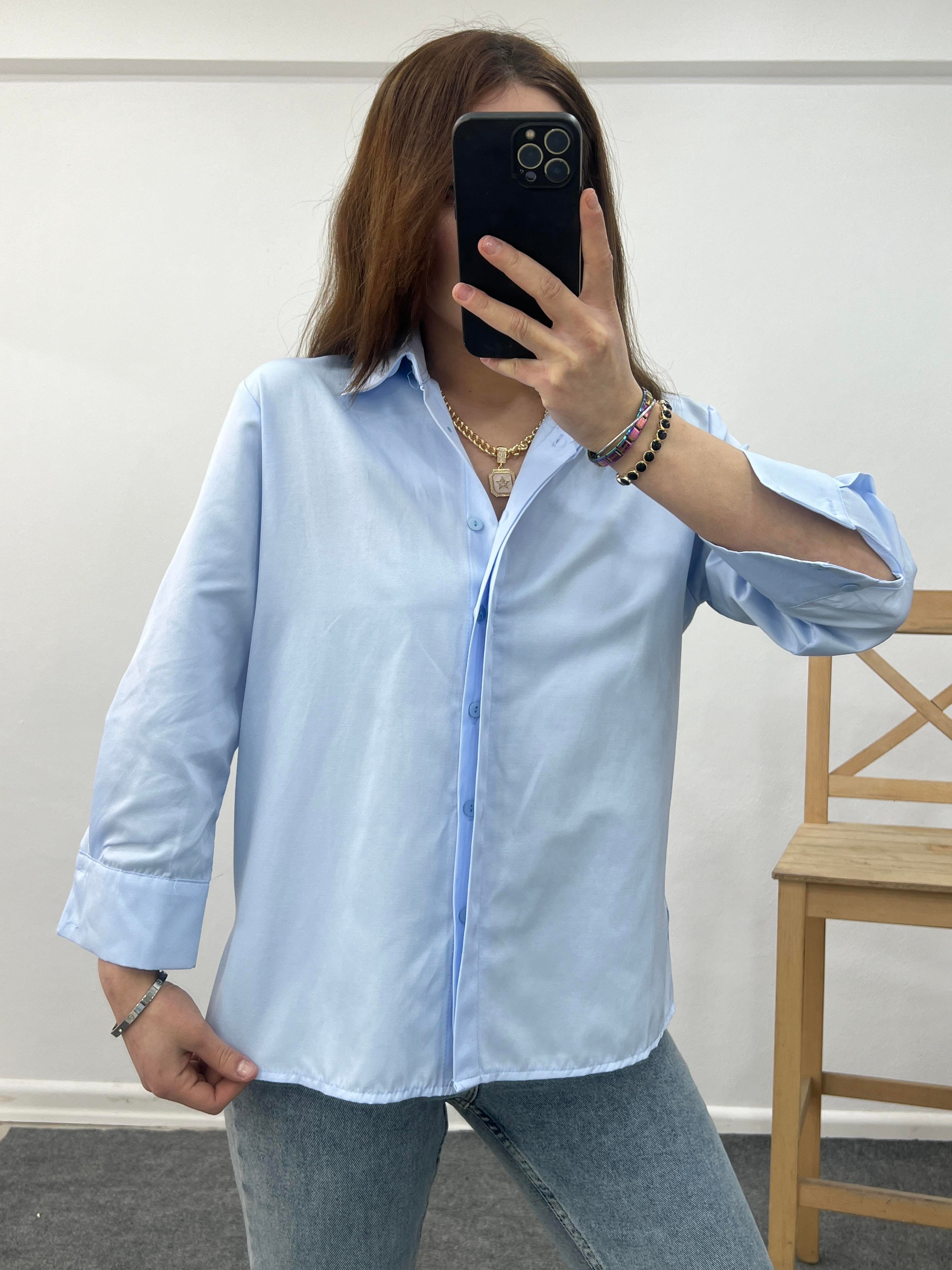 KLASİK BEBE MAVİSİ POPLİN GÖMLEK