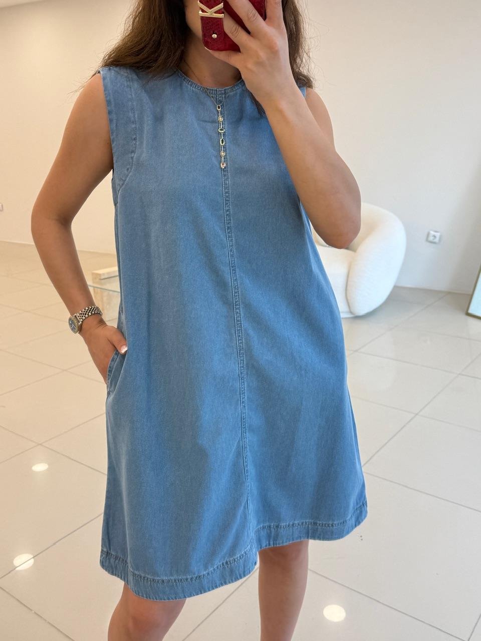 KOLSUZ BASİC DENİM ELBİSE 