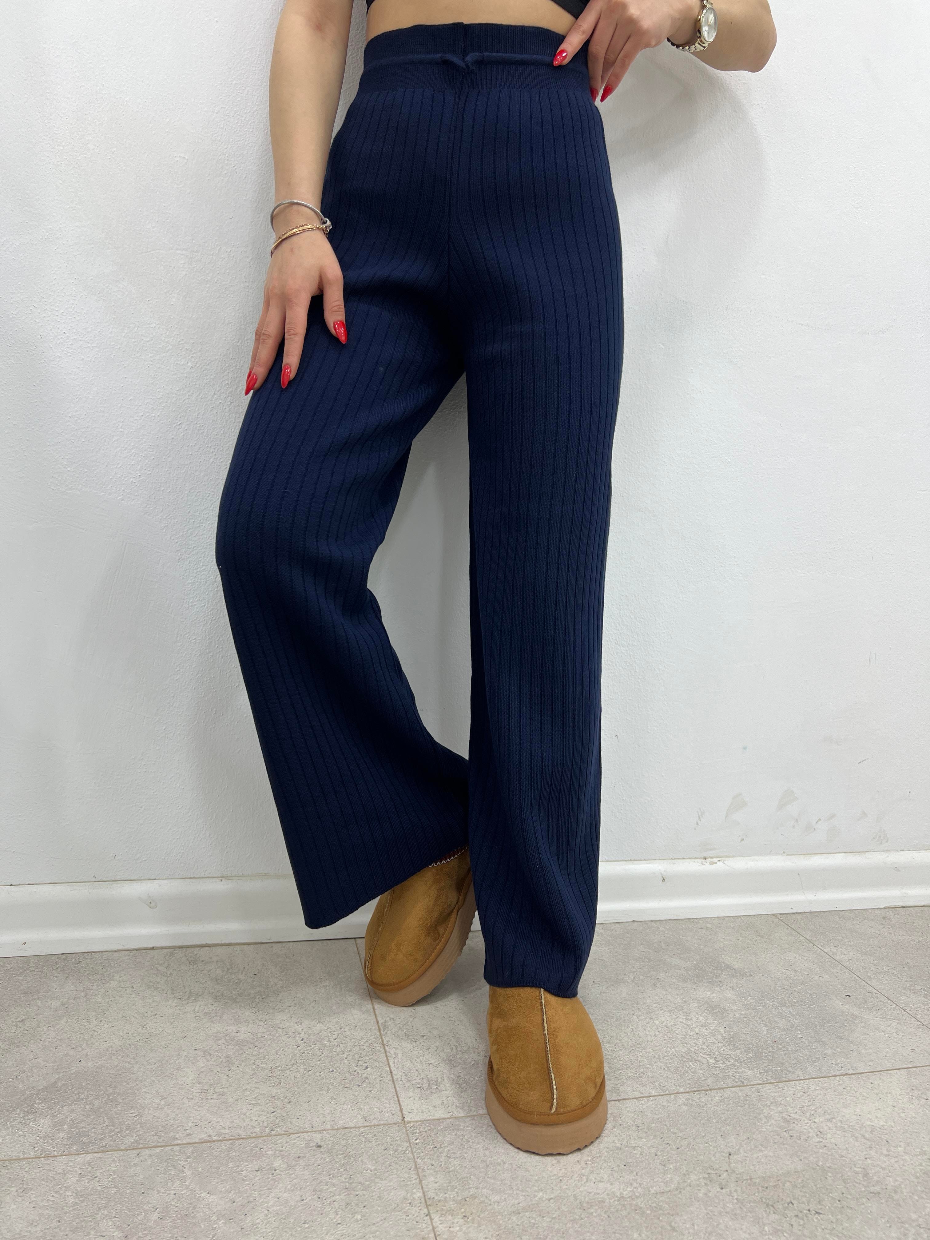 LACİVERT TRİKO FİTİLLİ PANTOLON