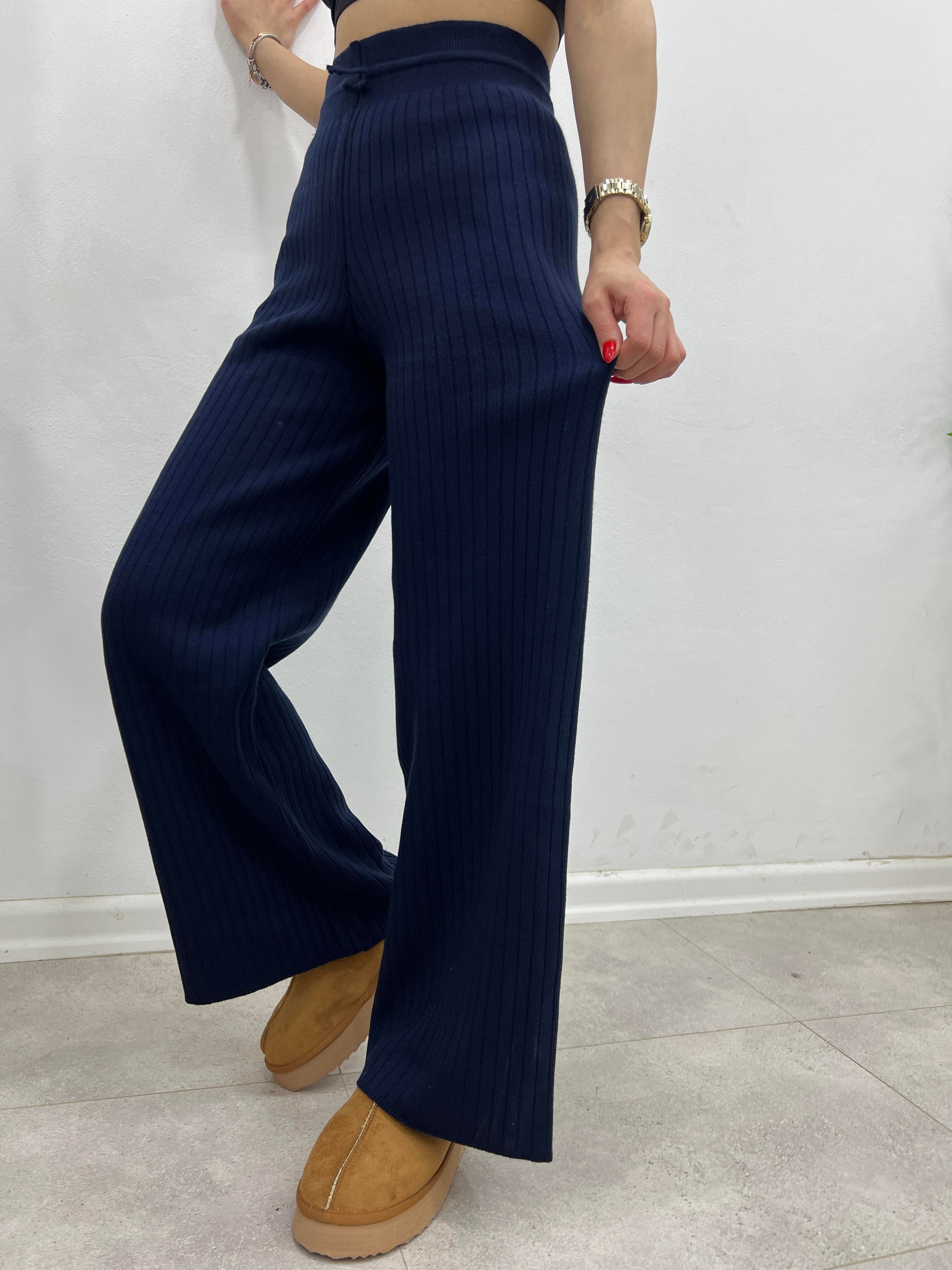 LACİVERT TRİKO FİTİLLİ PANTOLON