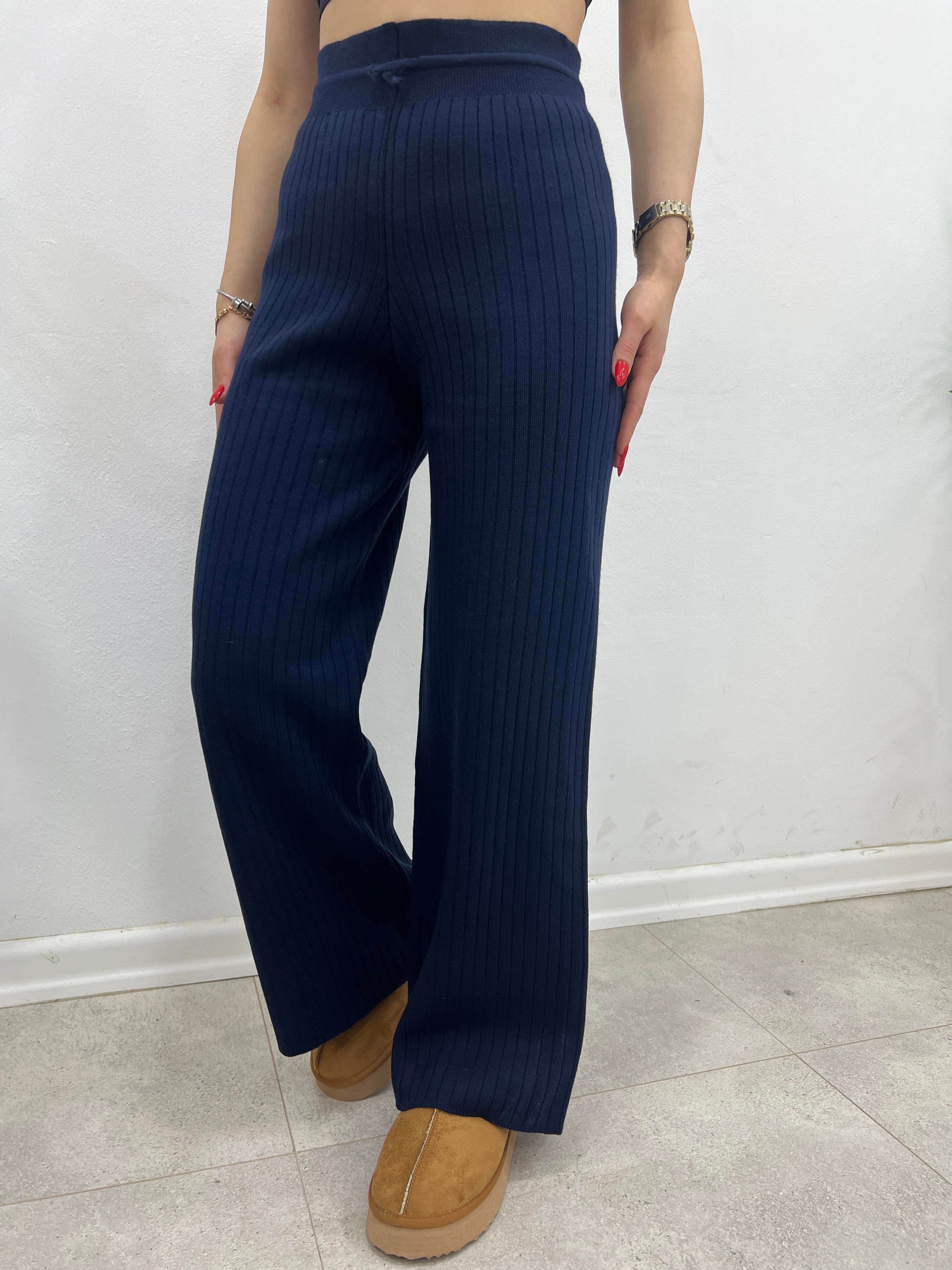 LACİVERT TRİKO FİTİLLİ PANTOLON