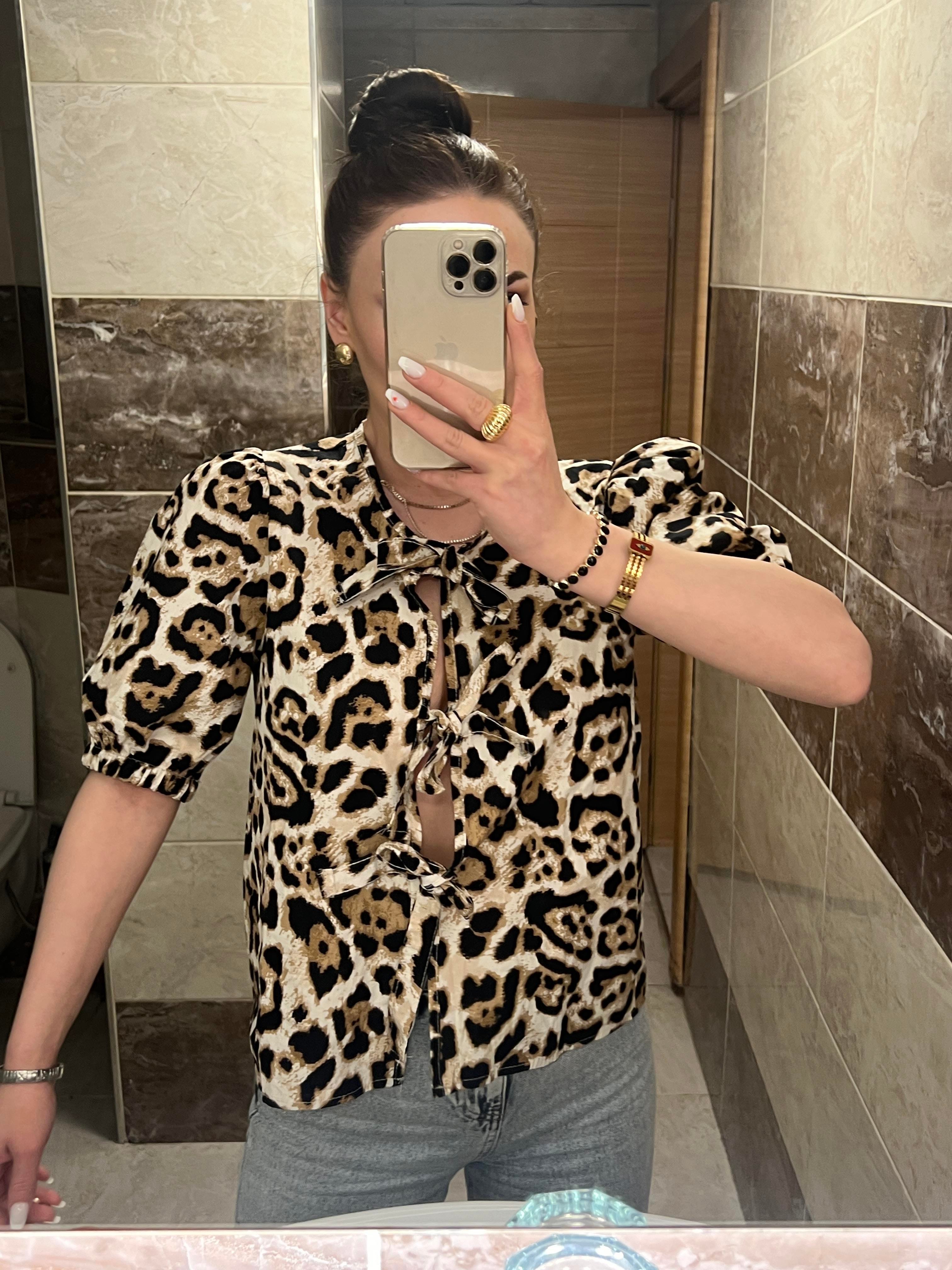 LEOPAR BAĞLAMALI GÖMLEK BLUZ