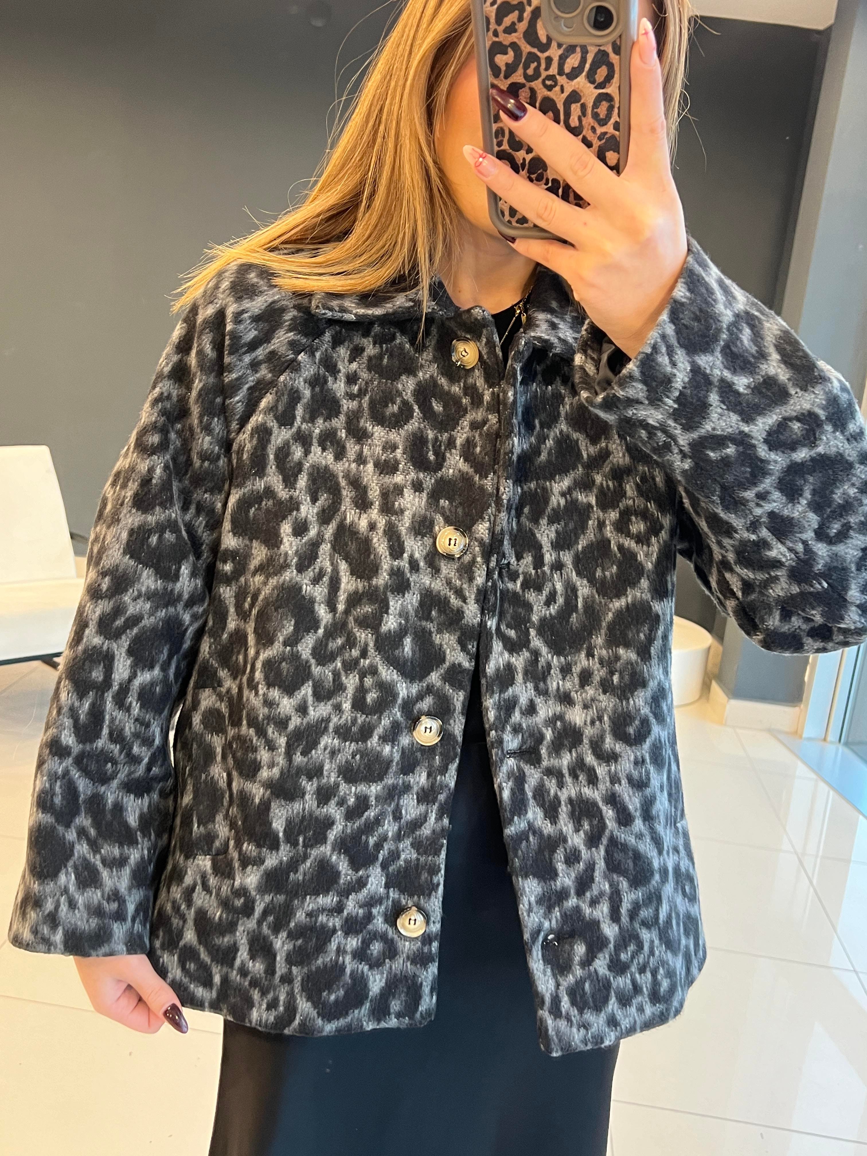 LEOPAR DESEN GRİ KAŞE CEKET 