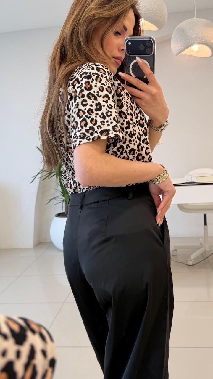 LEOPAR DESEN ÖNÜ YILDIZLI THSIRT