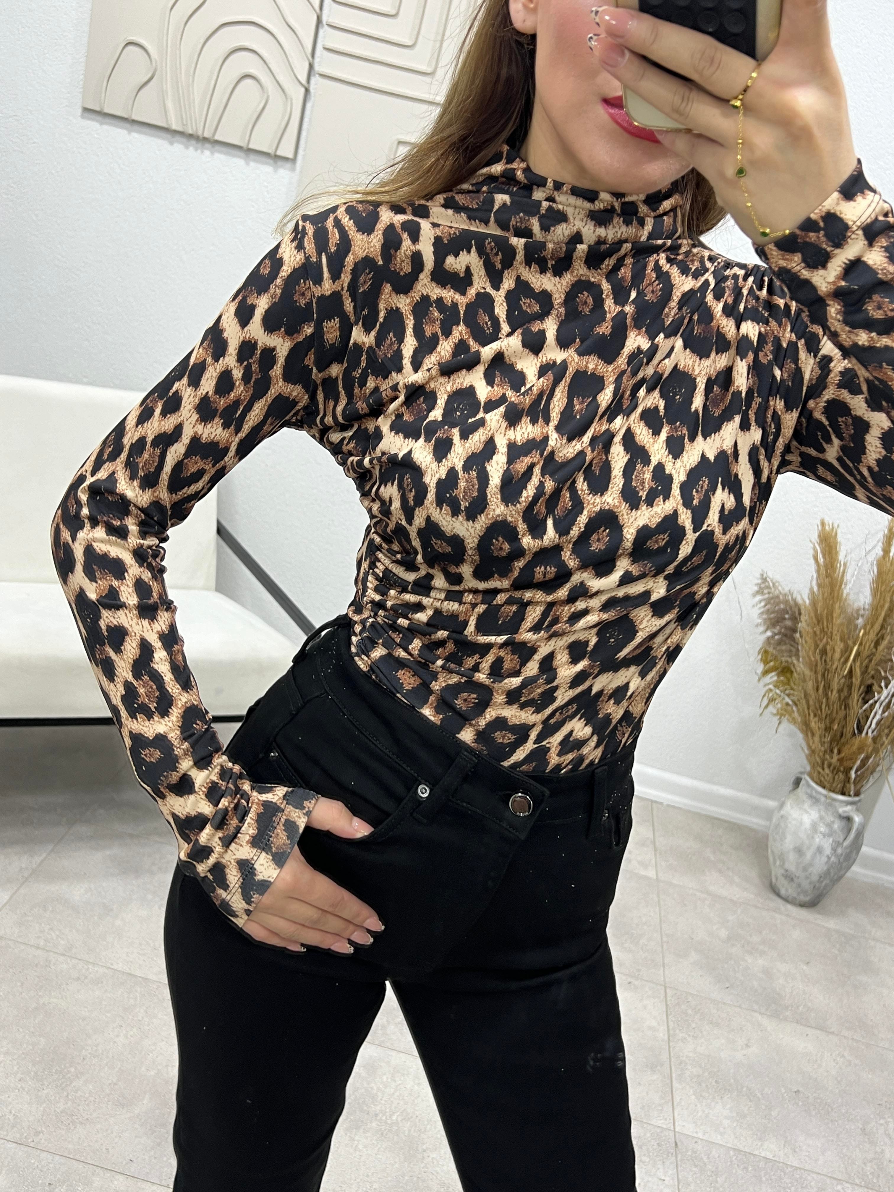 LEOPAR DRAPELİ LEOPAR BLUZ