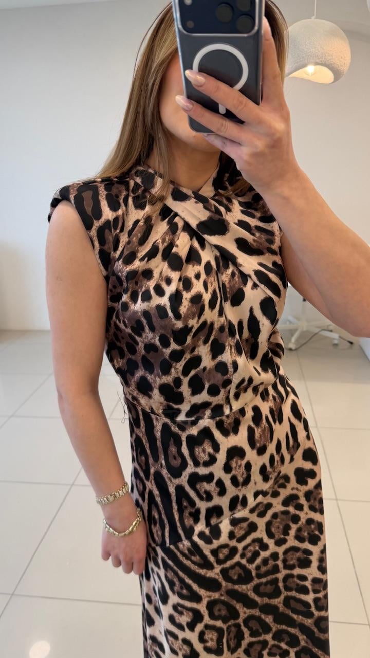 LEOPAR PAMUK SATEN ELBİSE