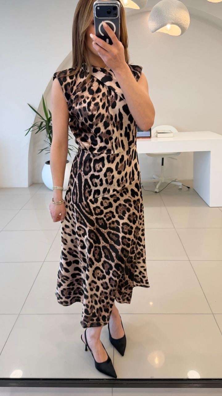 LEOPAR PAMUK SATEN ELBİSE
