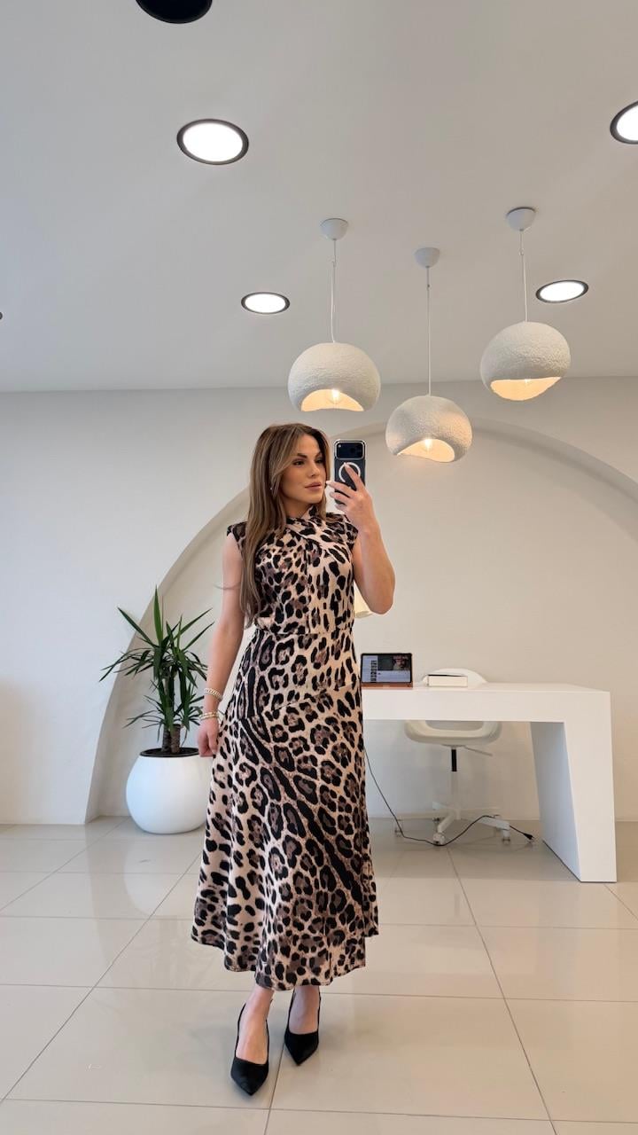 LEOPAR PAMUK SATEN ELBİSE