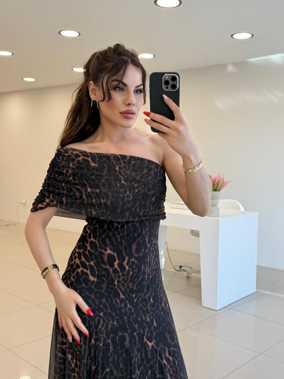 LEOPAR TÜL ELBİSE