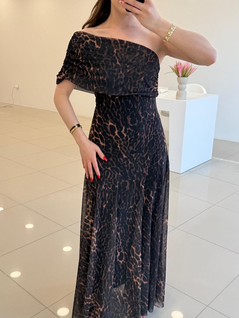 LEOPAR TÜL ELBİSE