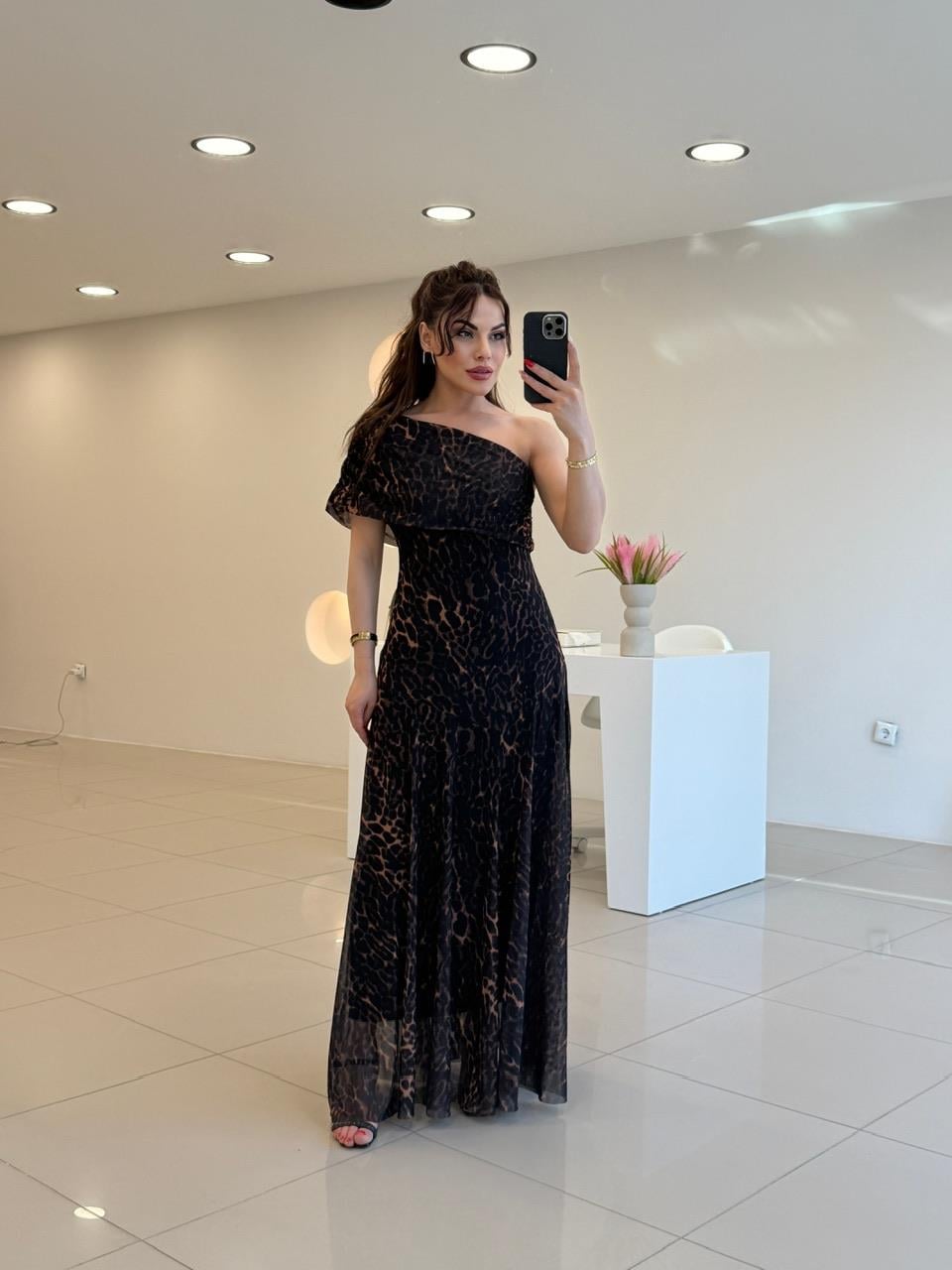LEOPAR TÜL ELBİSE