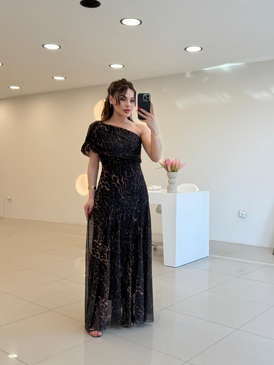 LEOPAR TÜL ELBİSE