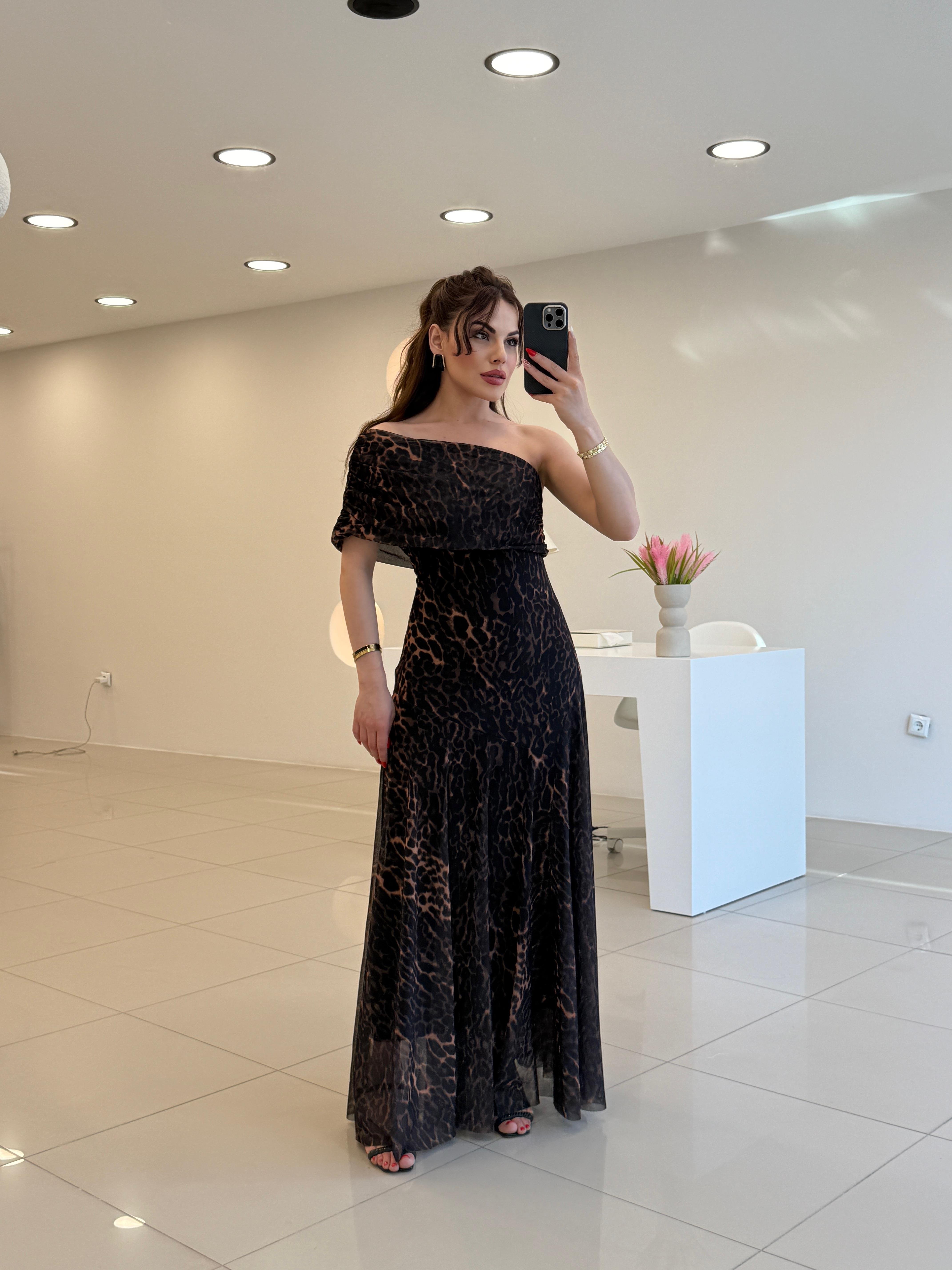 LEOPAR TÜL ELBİSE