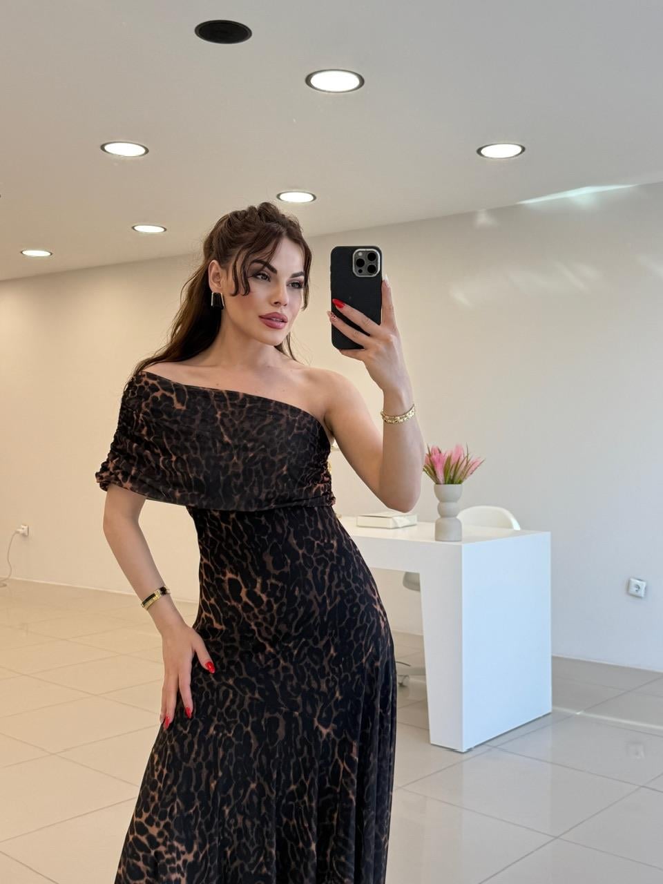 LEOPAR TÜL ELBİSE