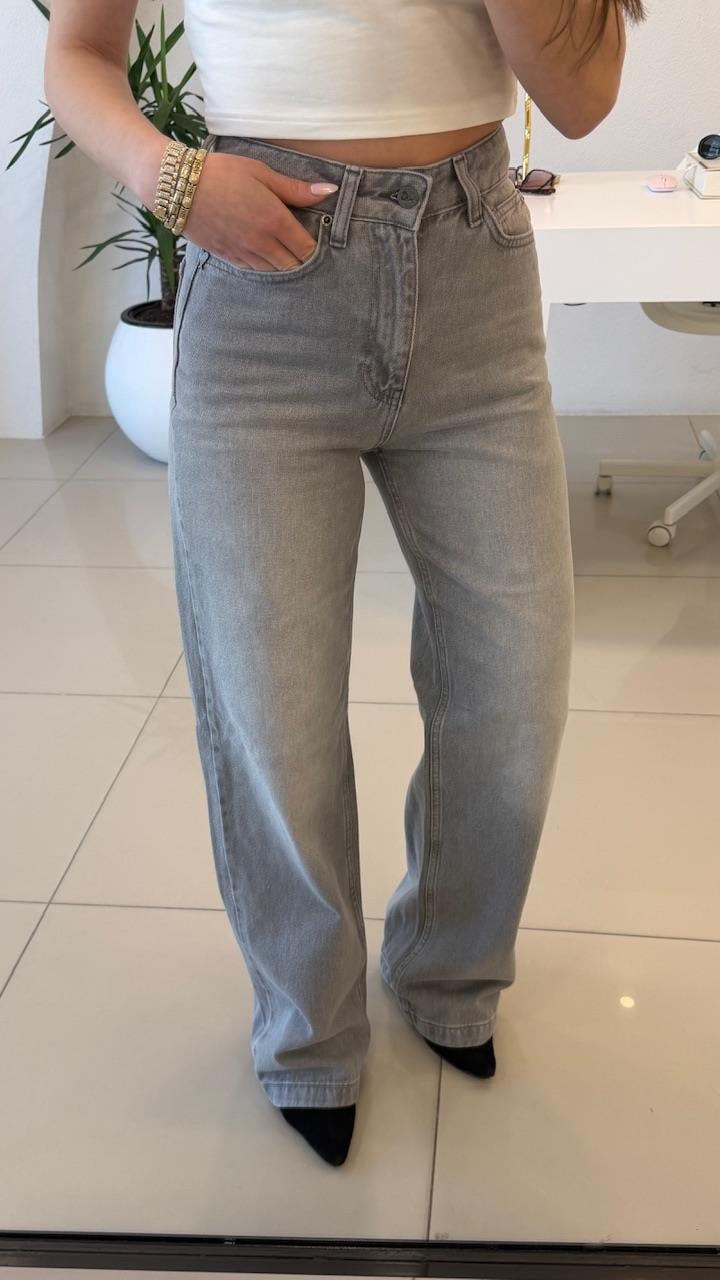 LİKRASIZ GRİ BOL PAÇA JEAN