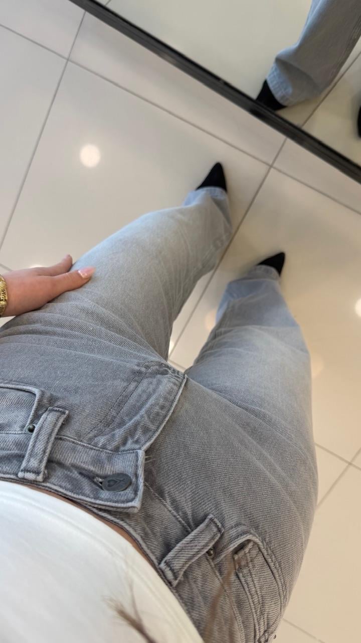 LİKRASIZ GRİ BOL PAÇA JEAN