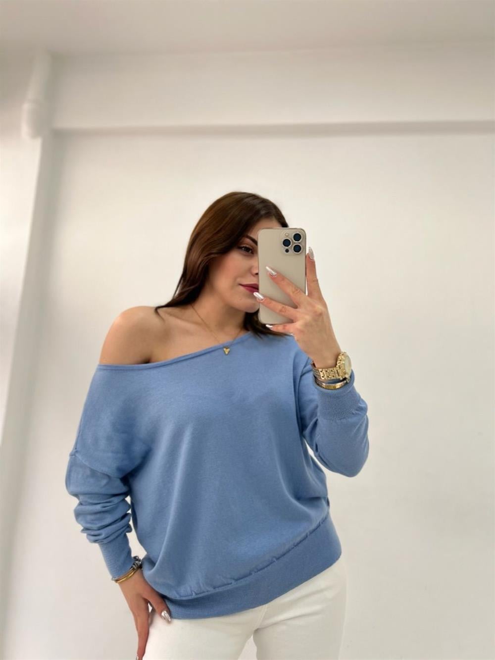 MAVİ TEK OMUZ TRİKO