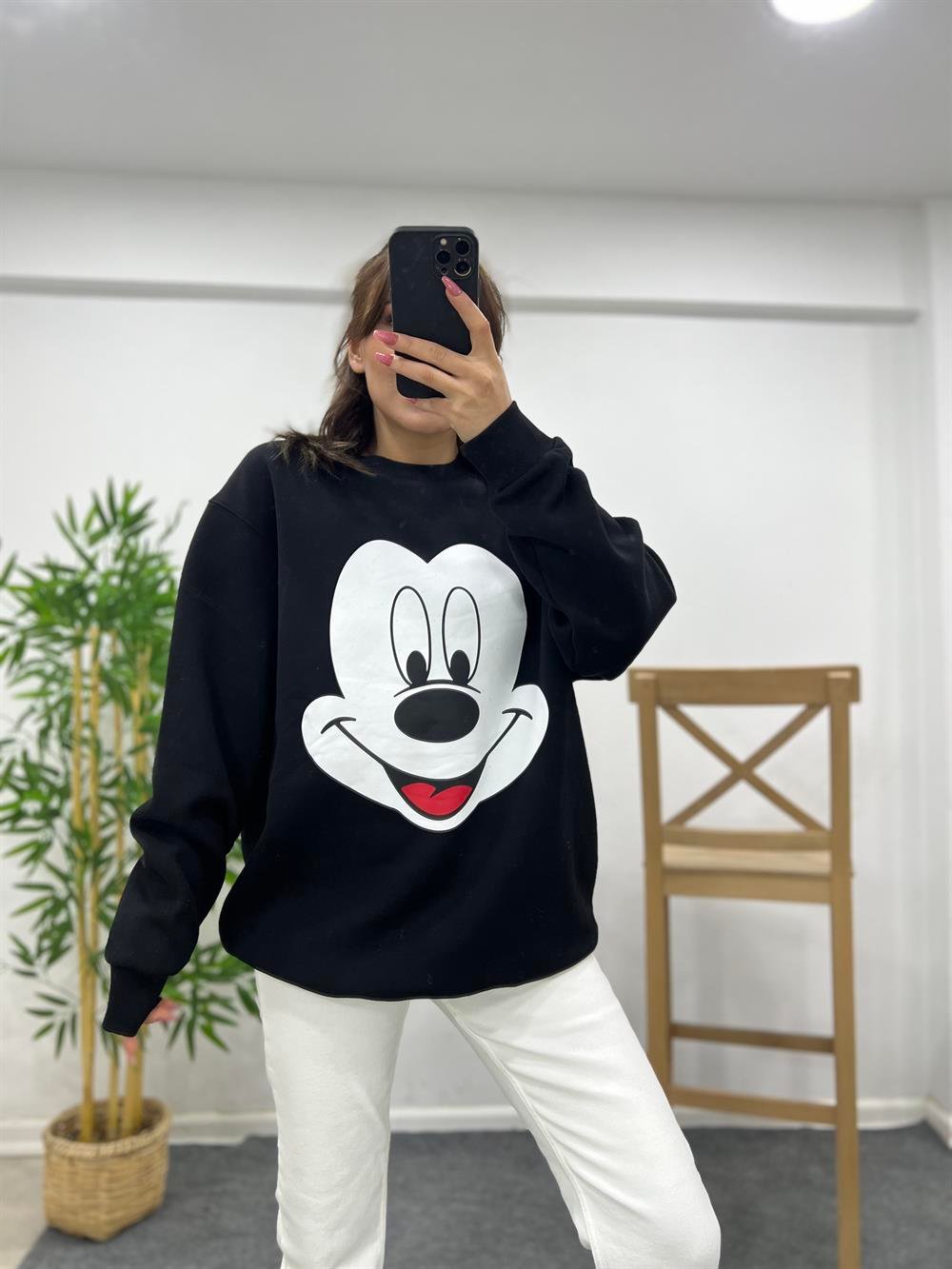 MİKİ MOUSE SİYAH ŞARDONLU SWEAT